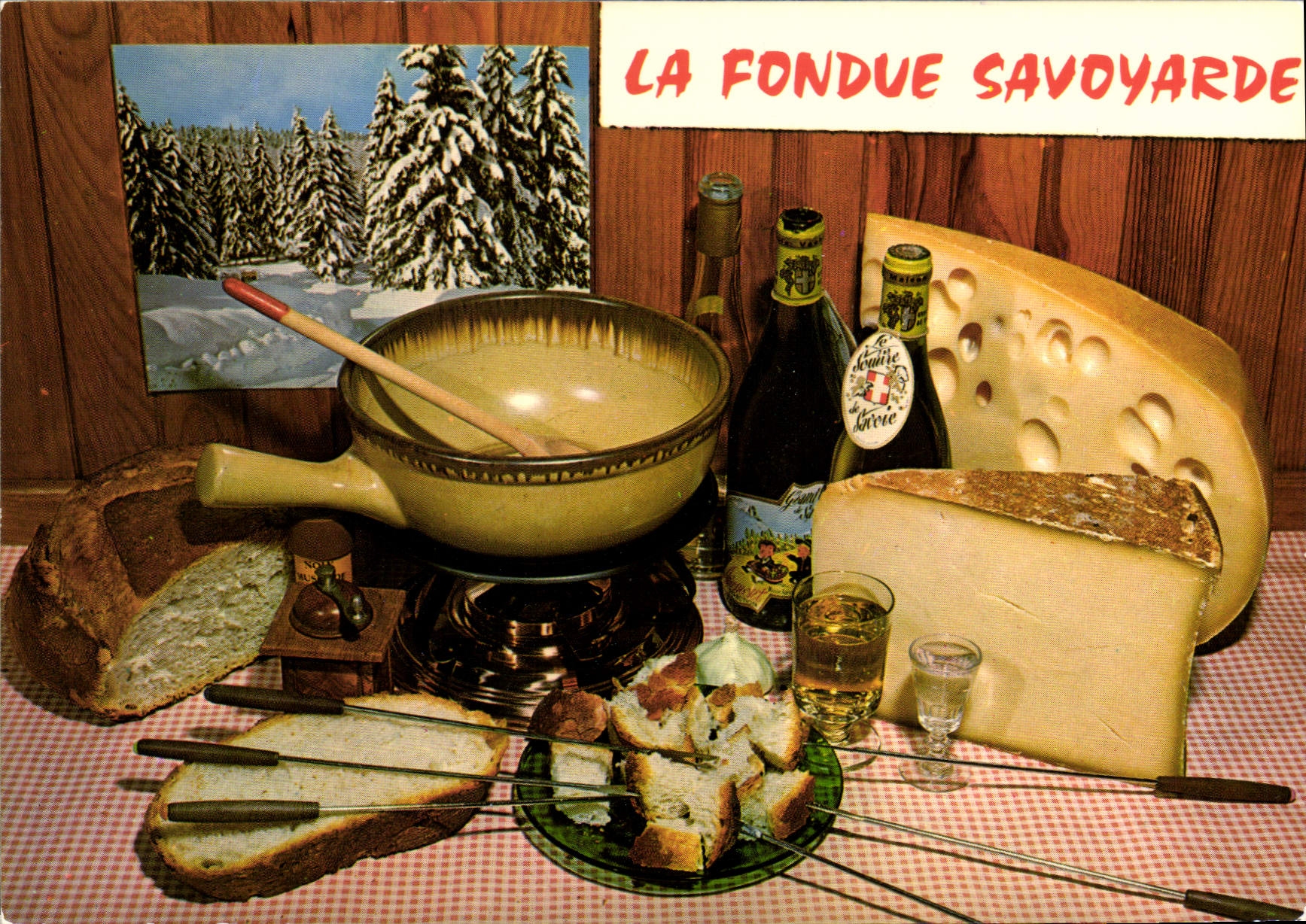 Postal cocina el plato de queso fundido saboyano