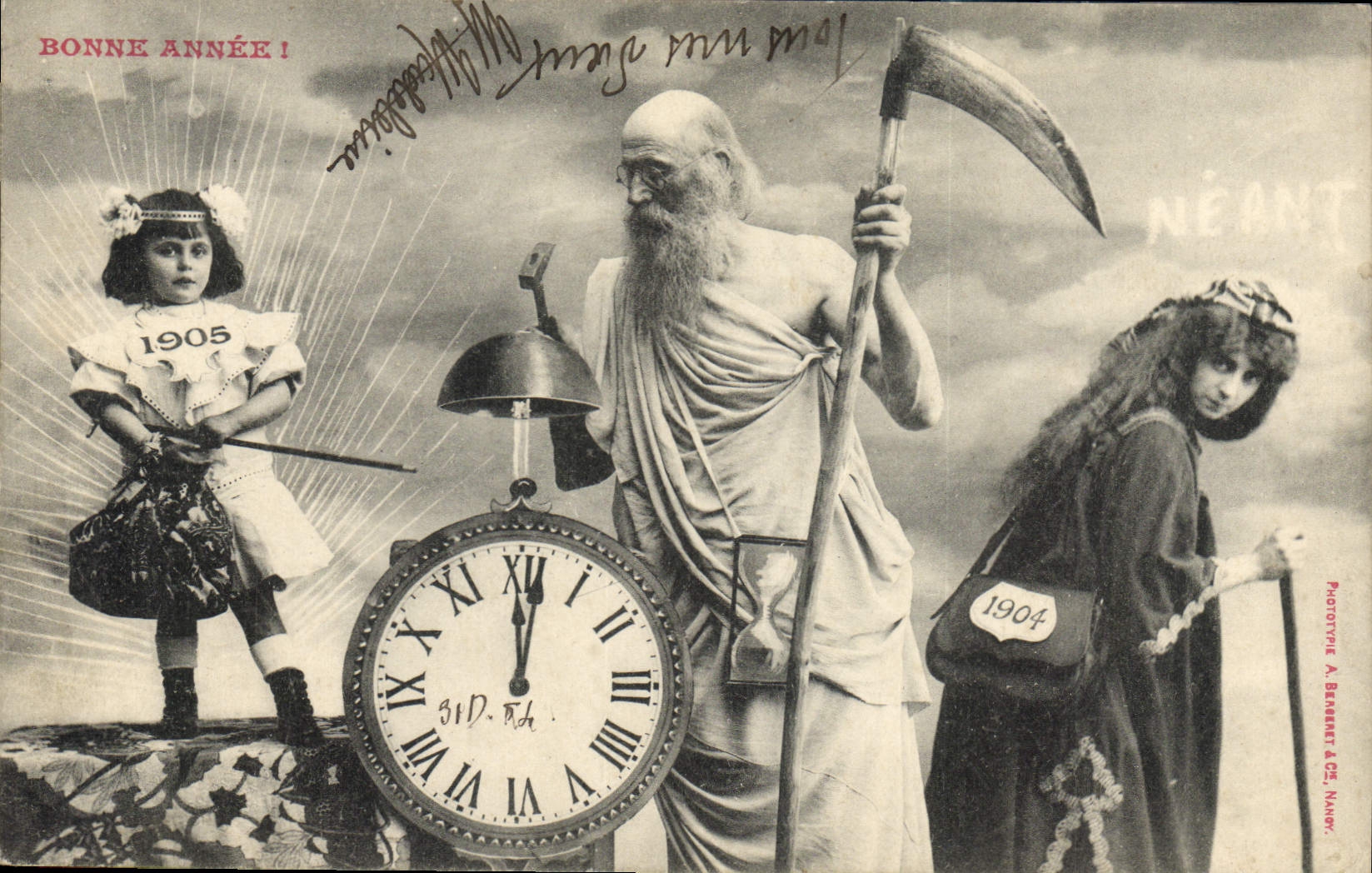 CPA Fantaisie Enfant Mort Bonne annee 1904