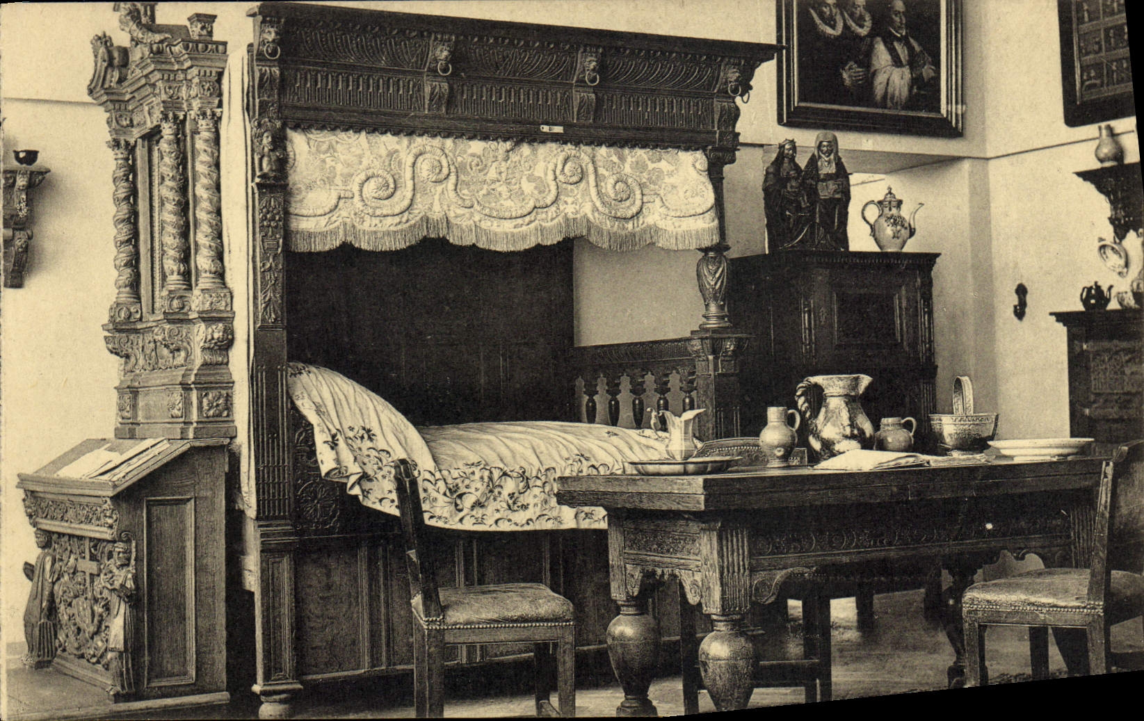 Postal Exposición de Arte antigua Amberes 1930 de Sala de los beguinages