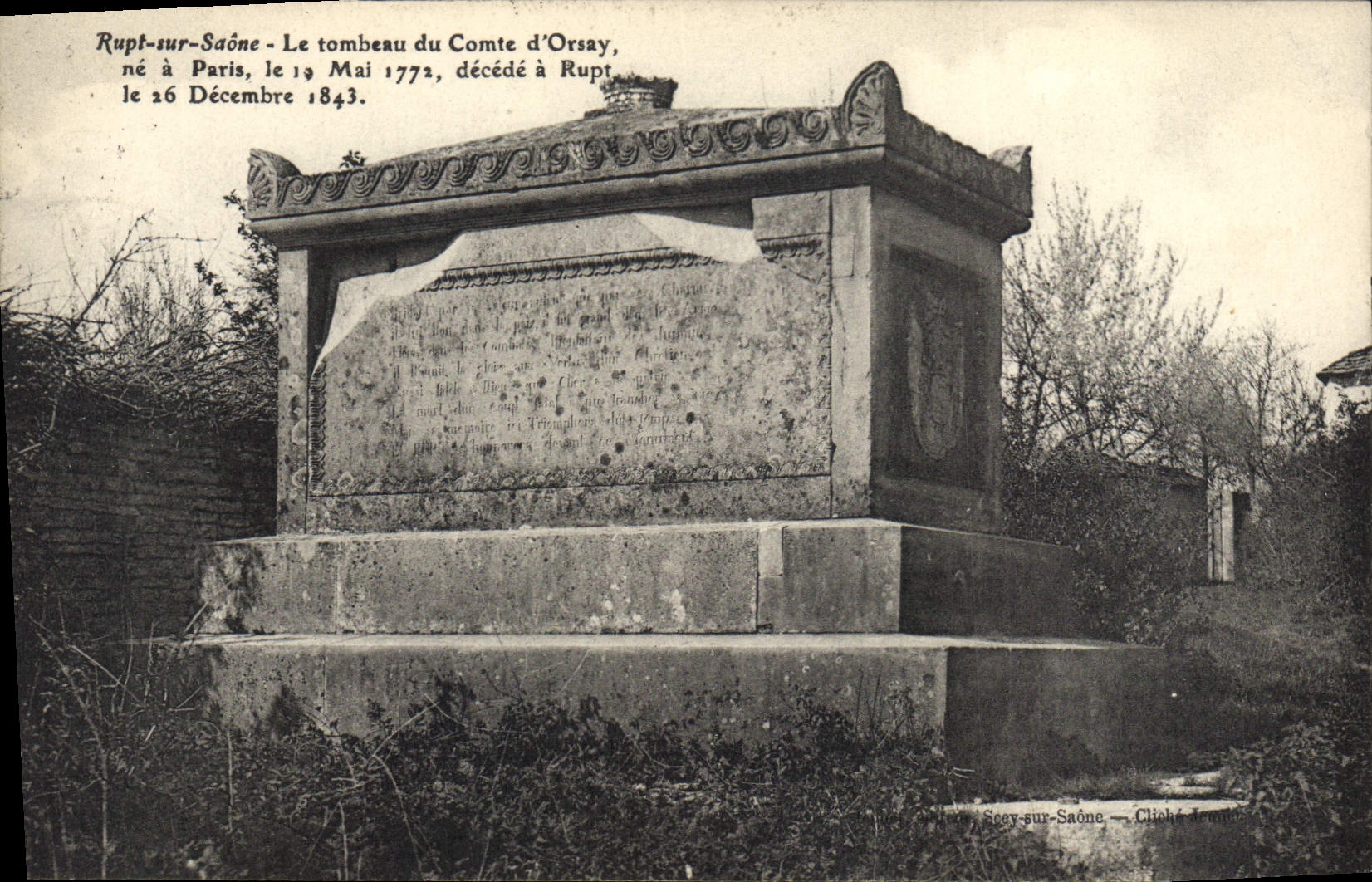 Vintage Postcard Rupt on the Saone the tomb of the count d' Orsay