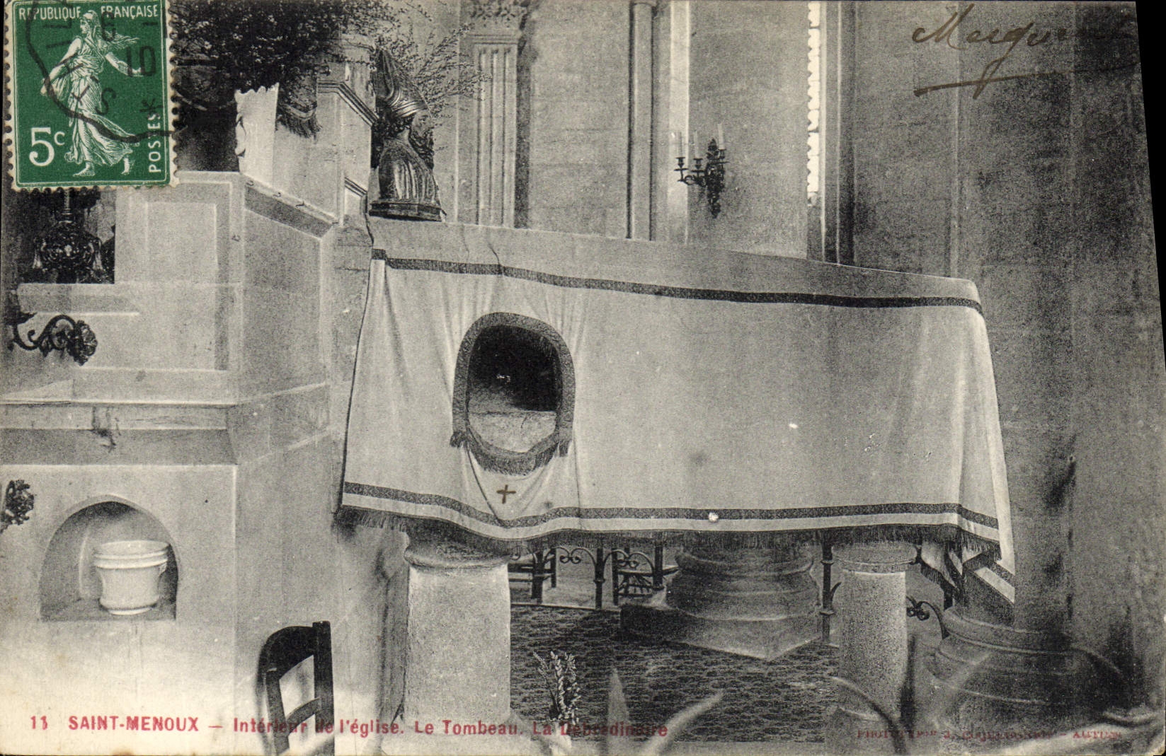 Vintage Postcard Interior Menoux Saint of the church the tomb