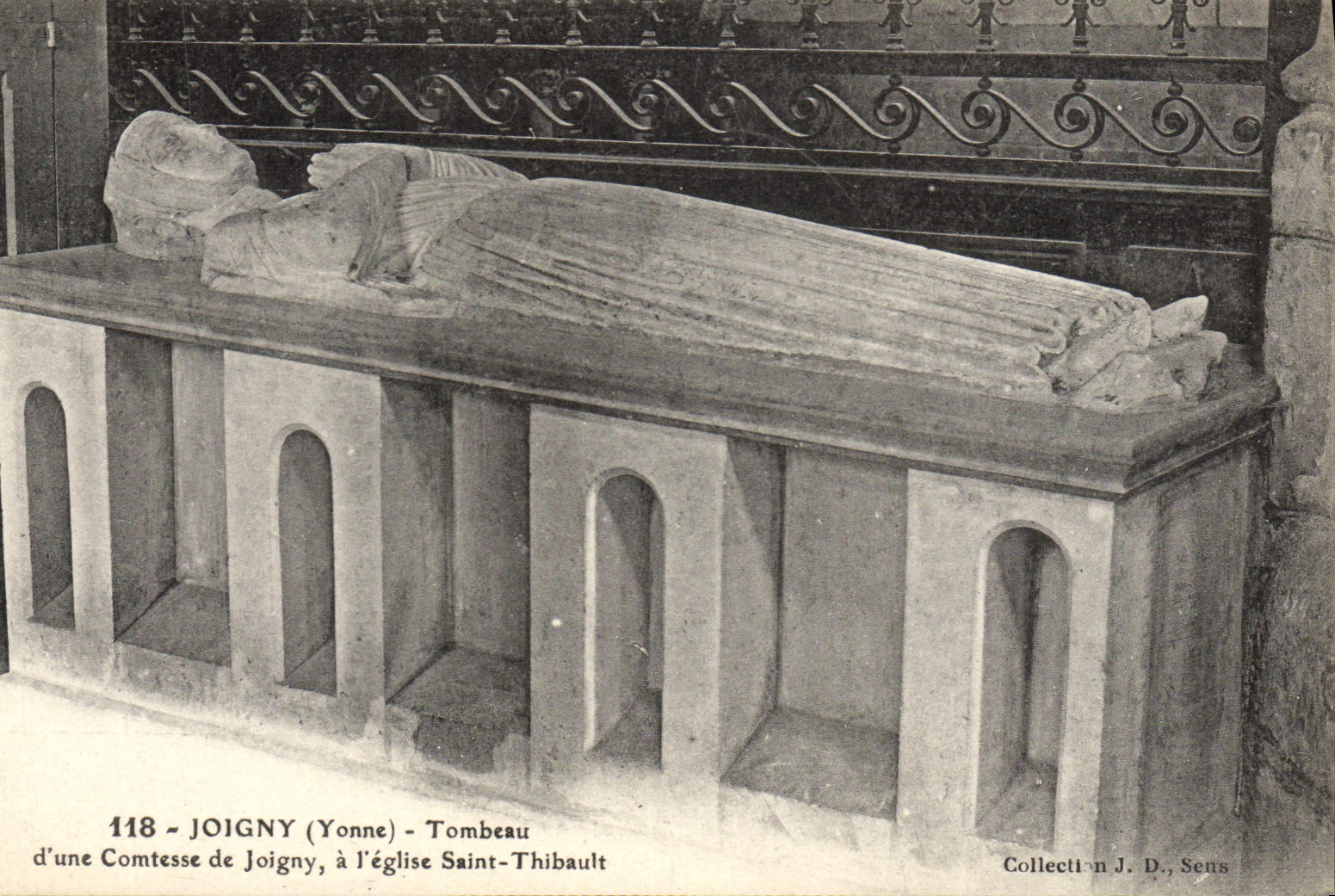 Vintage Postcard Joigny Tombeau of a countess of Joigny has the church Saint Thibault
