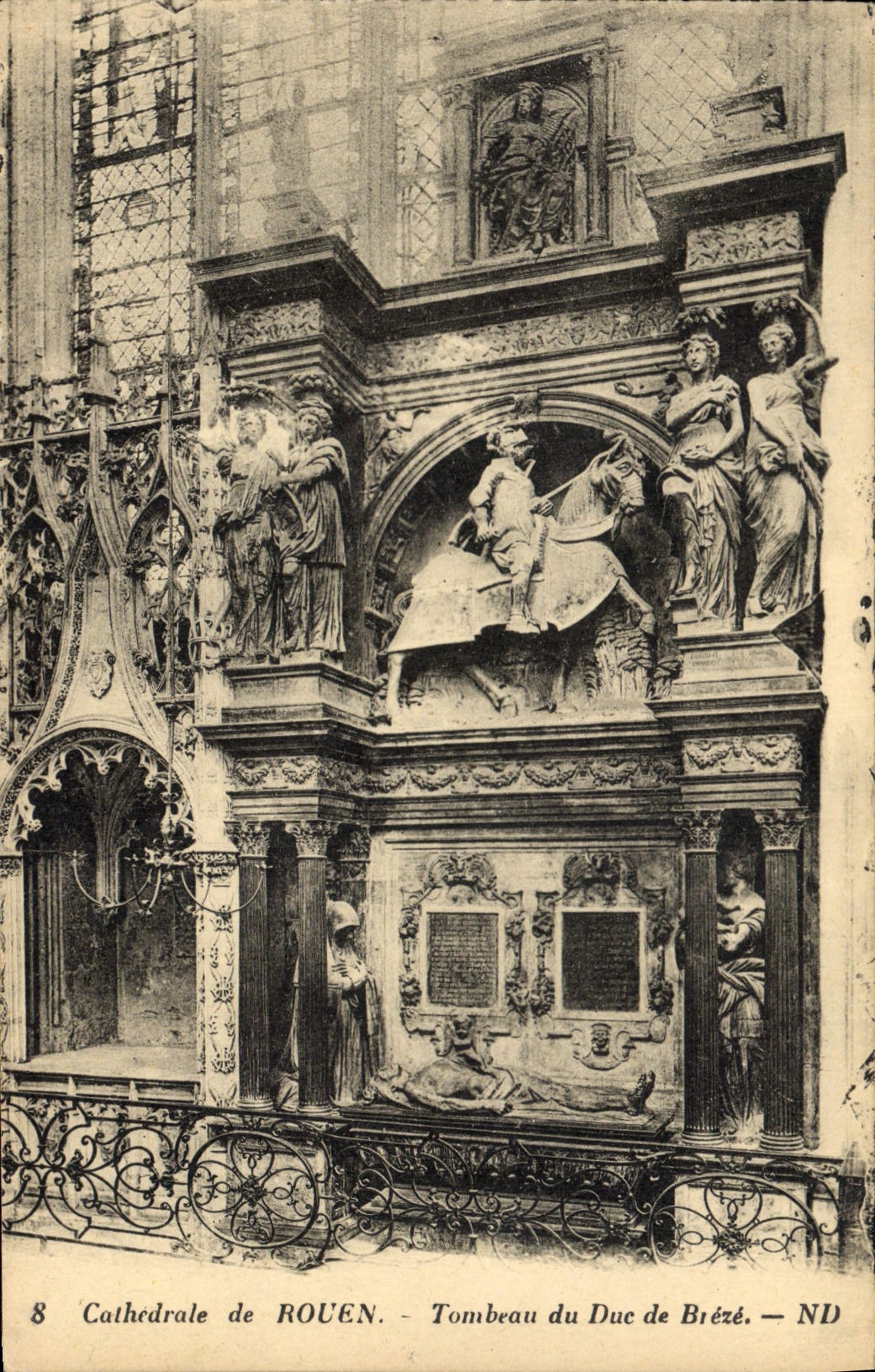 Vintage Postcard Cathedral of Rouen Tomb of the duke of Breze