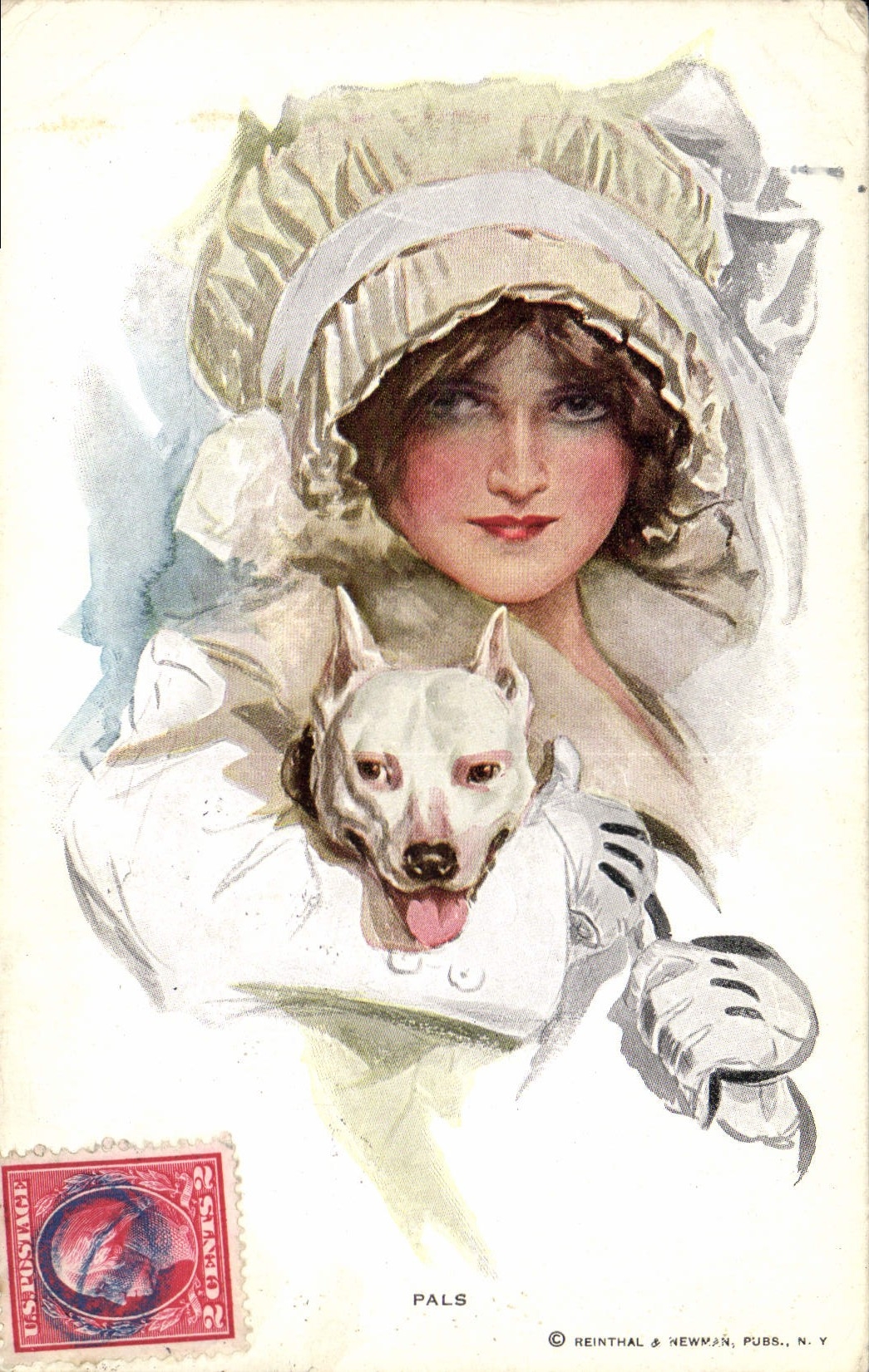 CPA Chien Chiens Chiot Femme