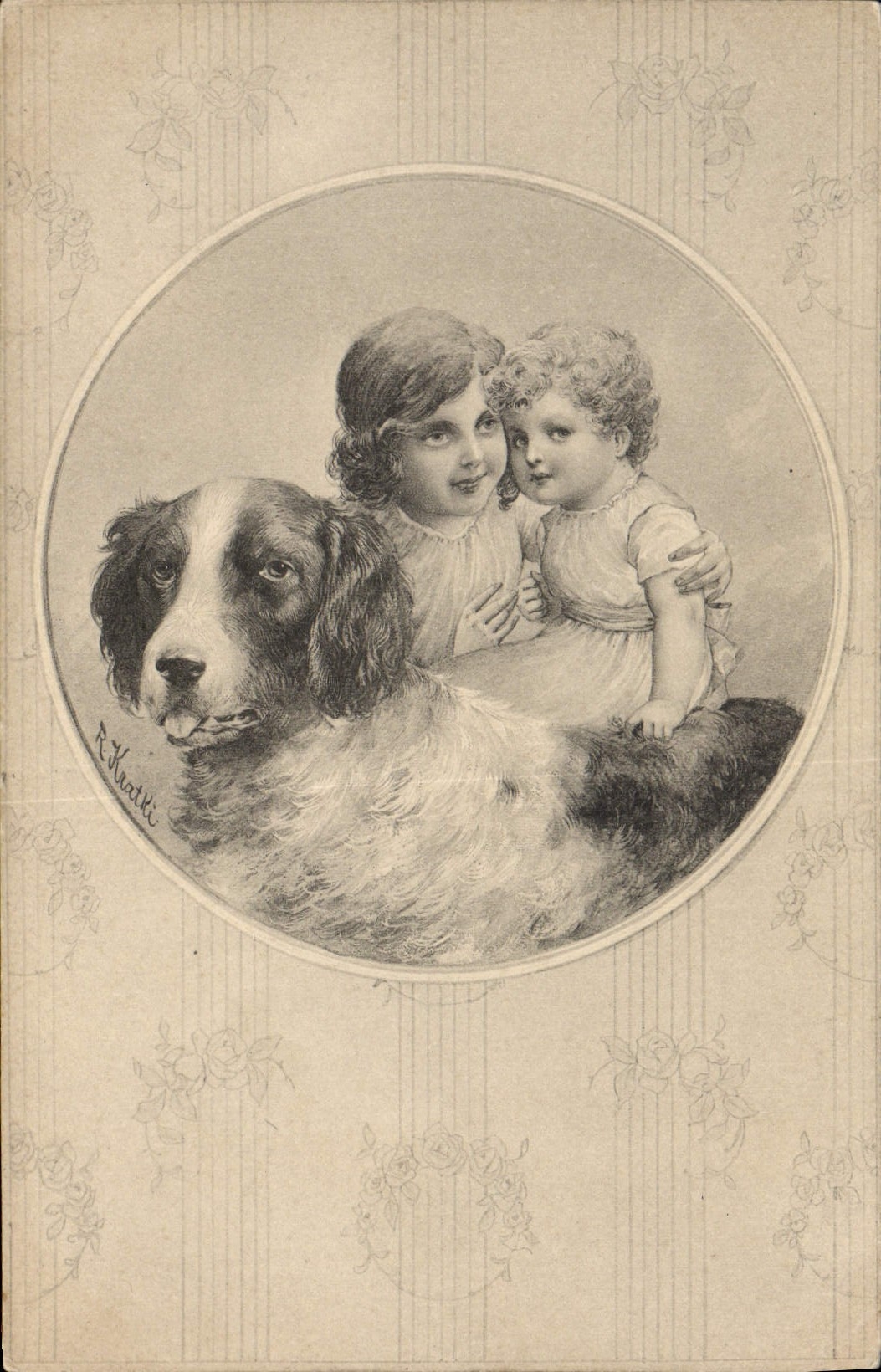 CPA Chien Chiens Chiot Enfants