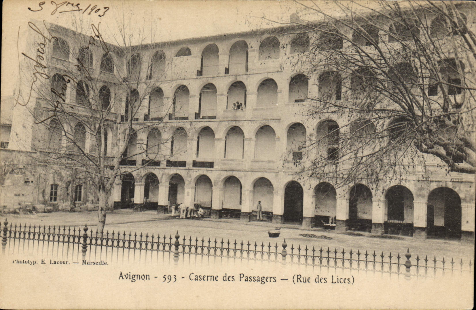 Postal Militaria Aviñón Cuartel de los Pasajeros Calle de las Cuerdas
