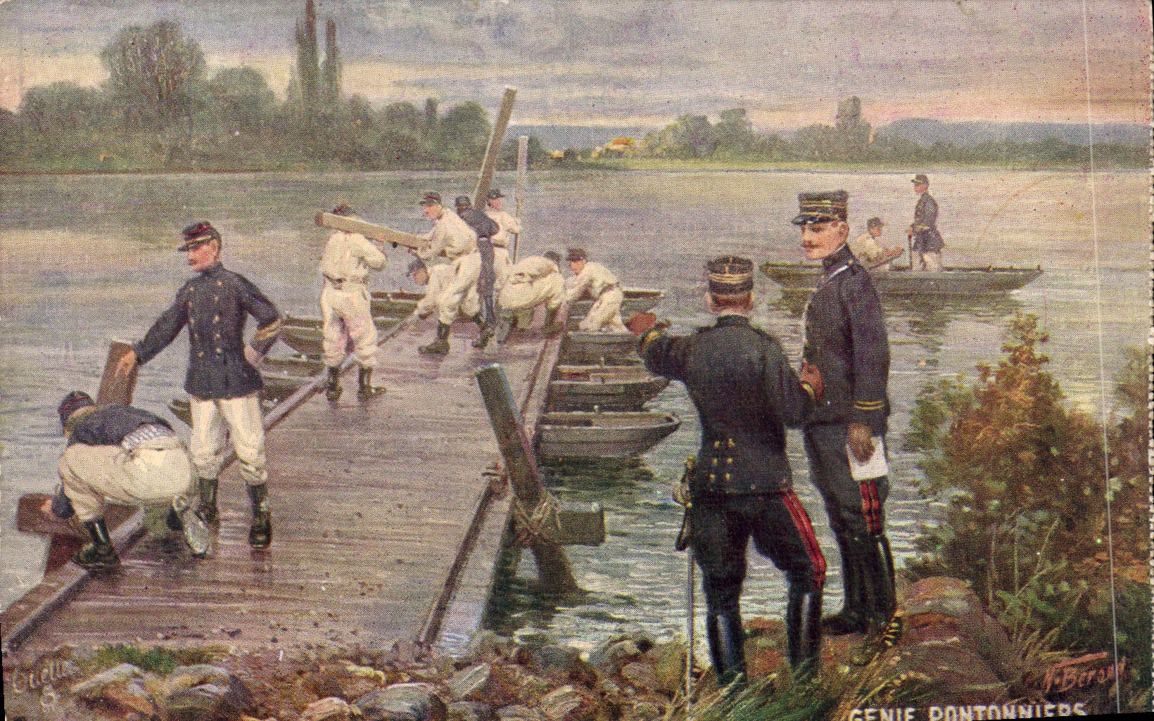 CPA Militaria Genie Pontonniers 