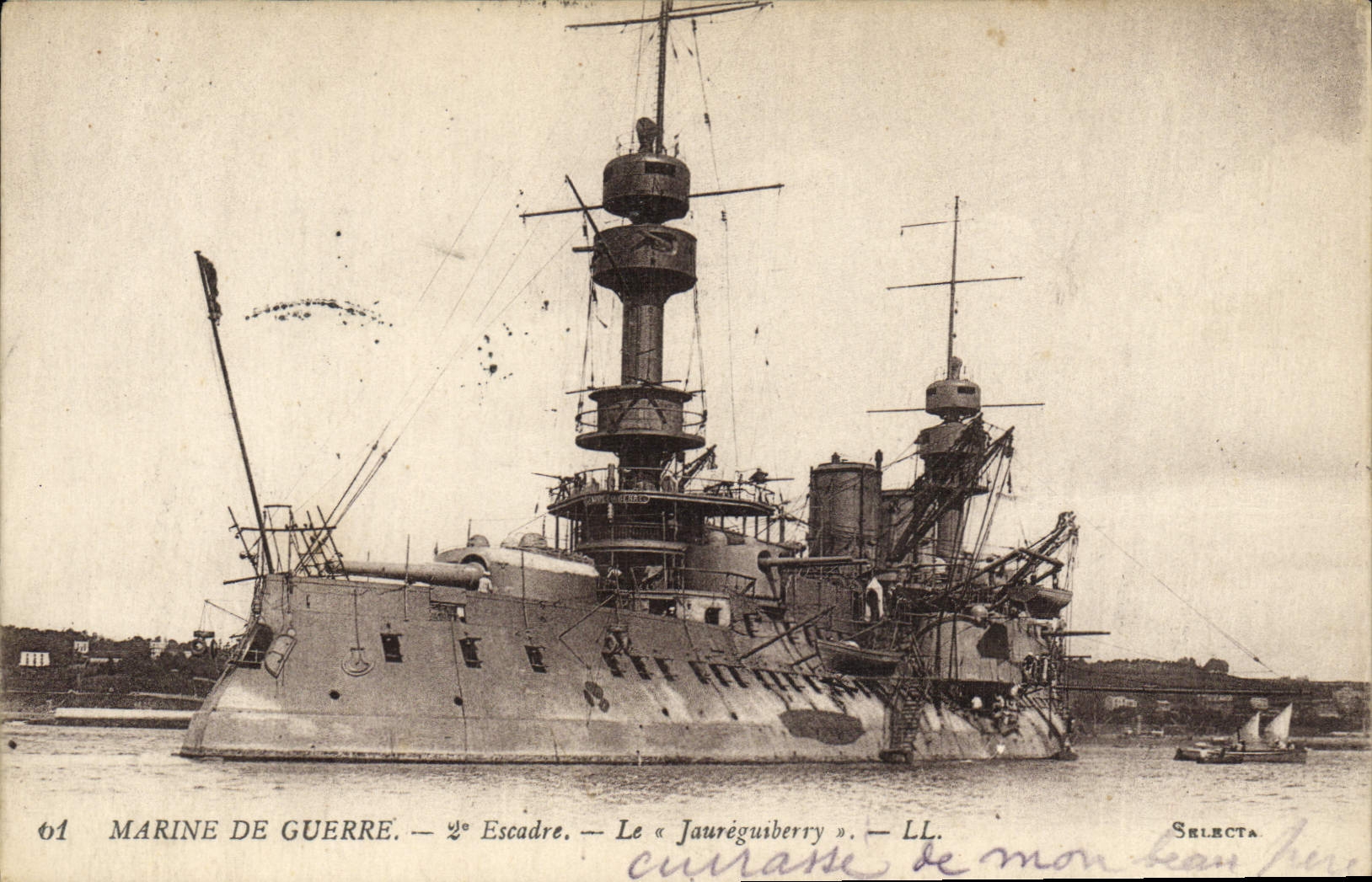 Vintage Postcard Boat Jaureguiberry 2nd Squadron