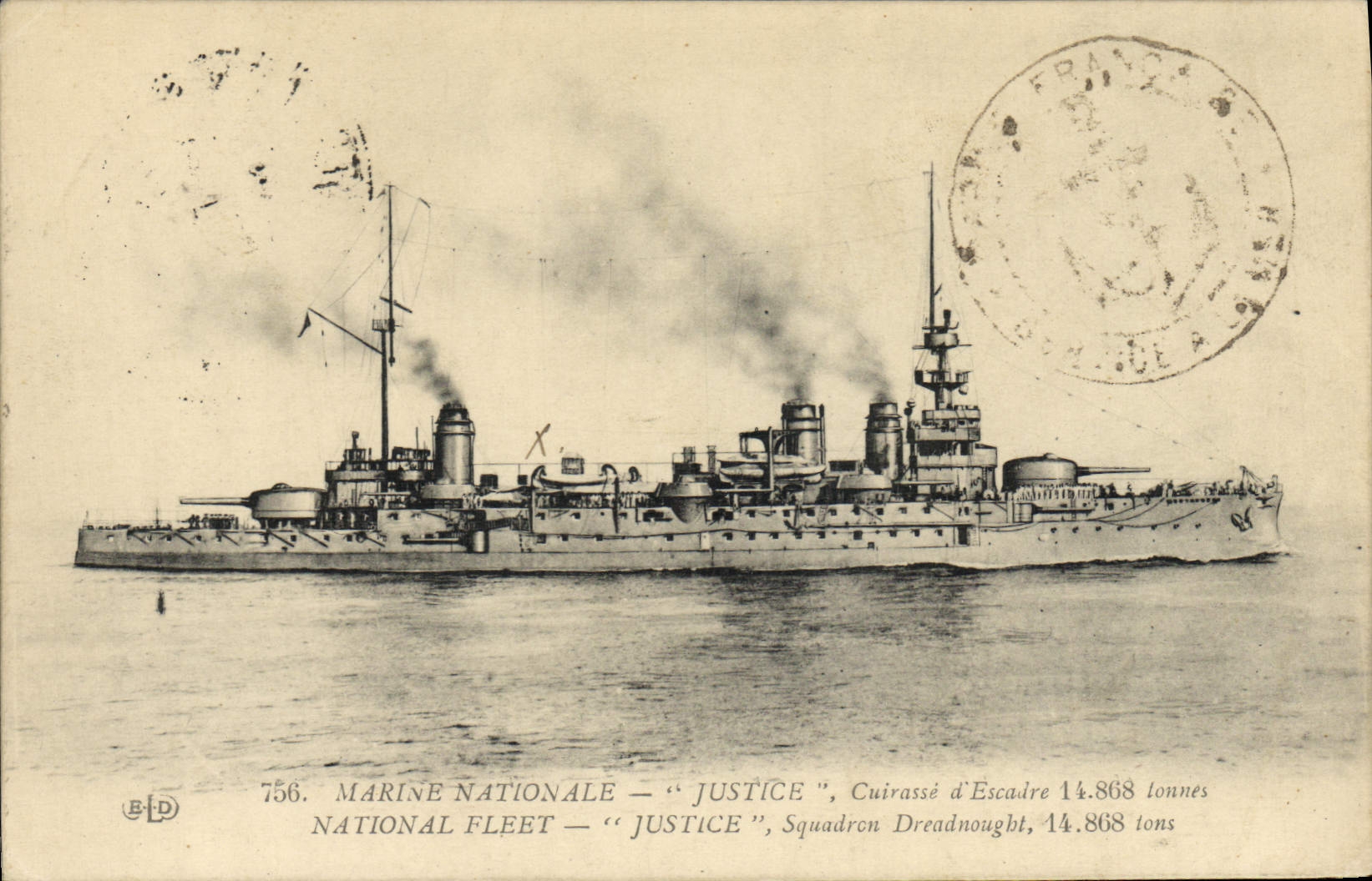 CPA Bateau Justice Cuirasse d'escadre 