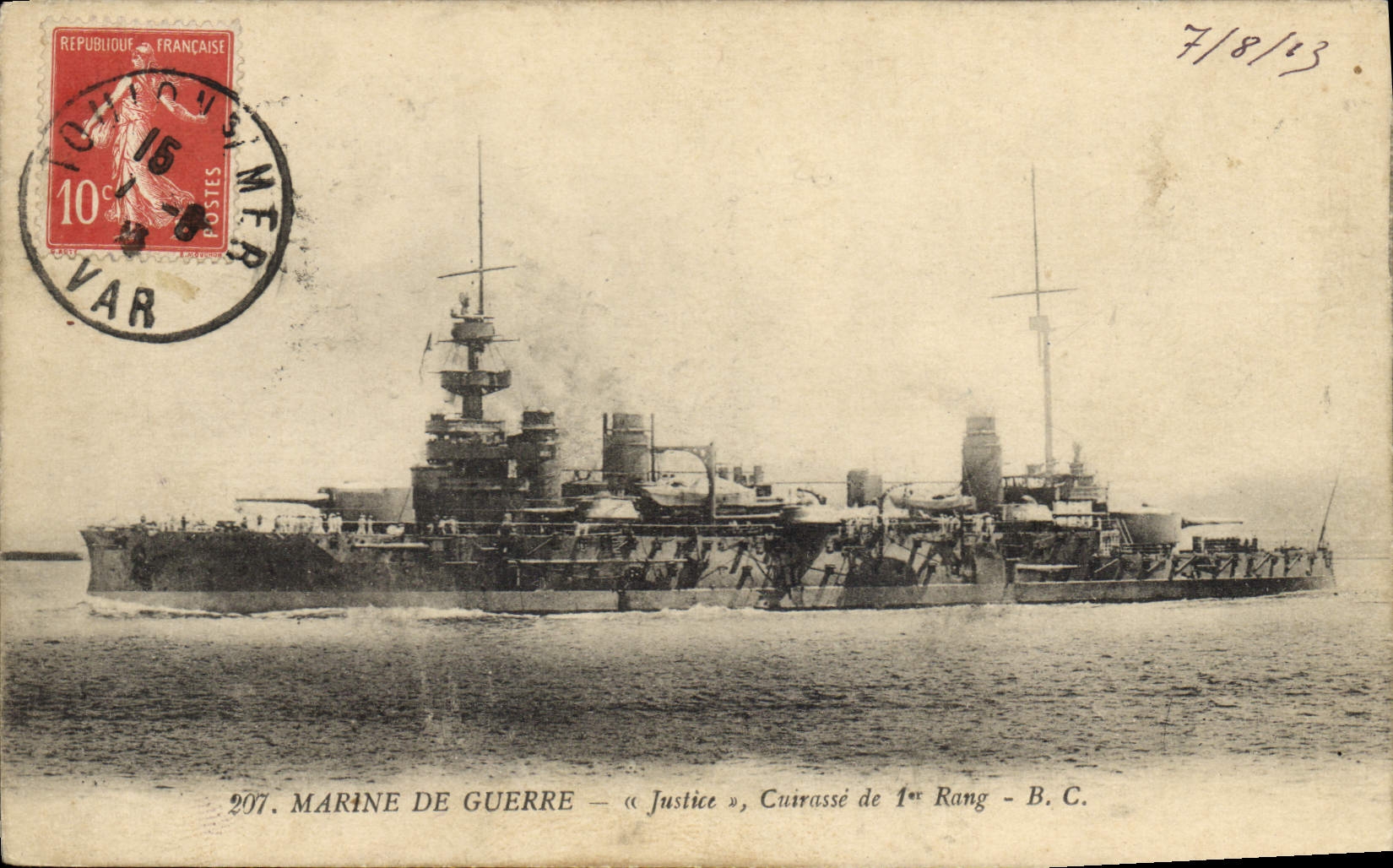 CPA Bateau Justice Cuirasse de 1er rang