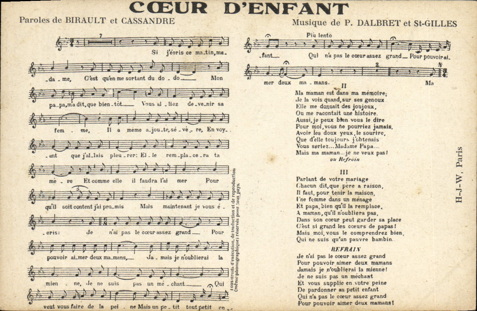 Postal Corazón de niño Birault Cassandre Dalbret San Gil