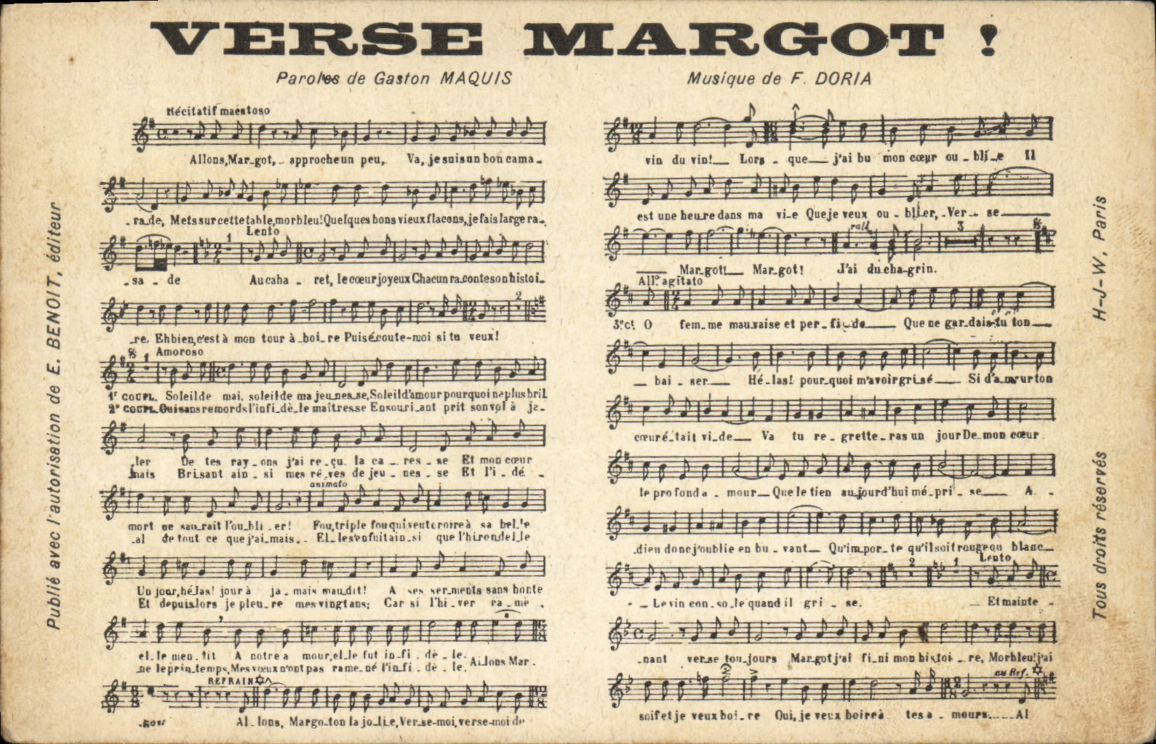 Postal paga a Margot Gaston Maquis Doria