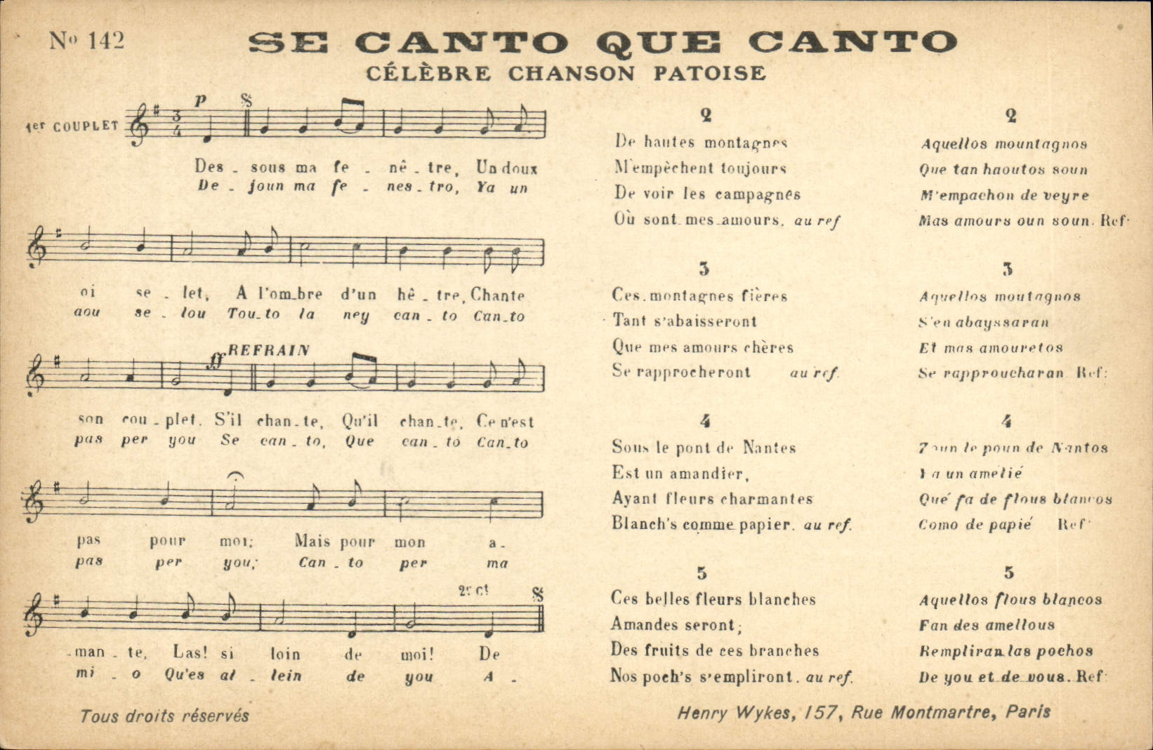 CPA Se Canto Que Canto Celebre chanson patoise