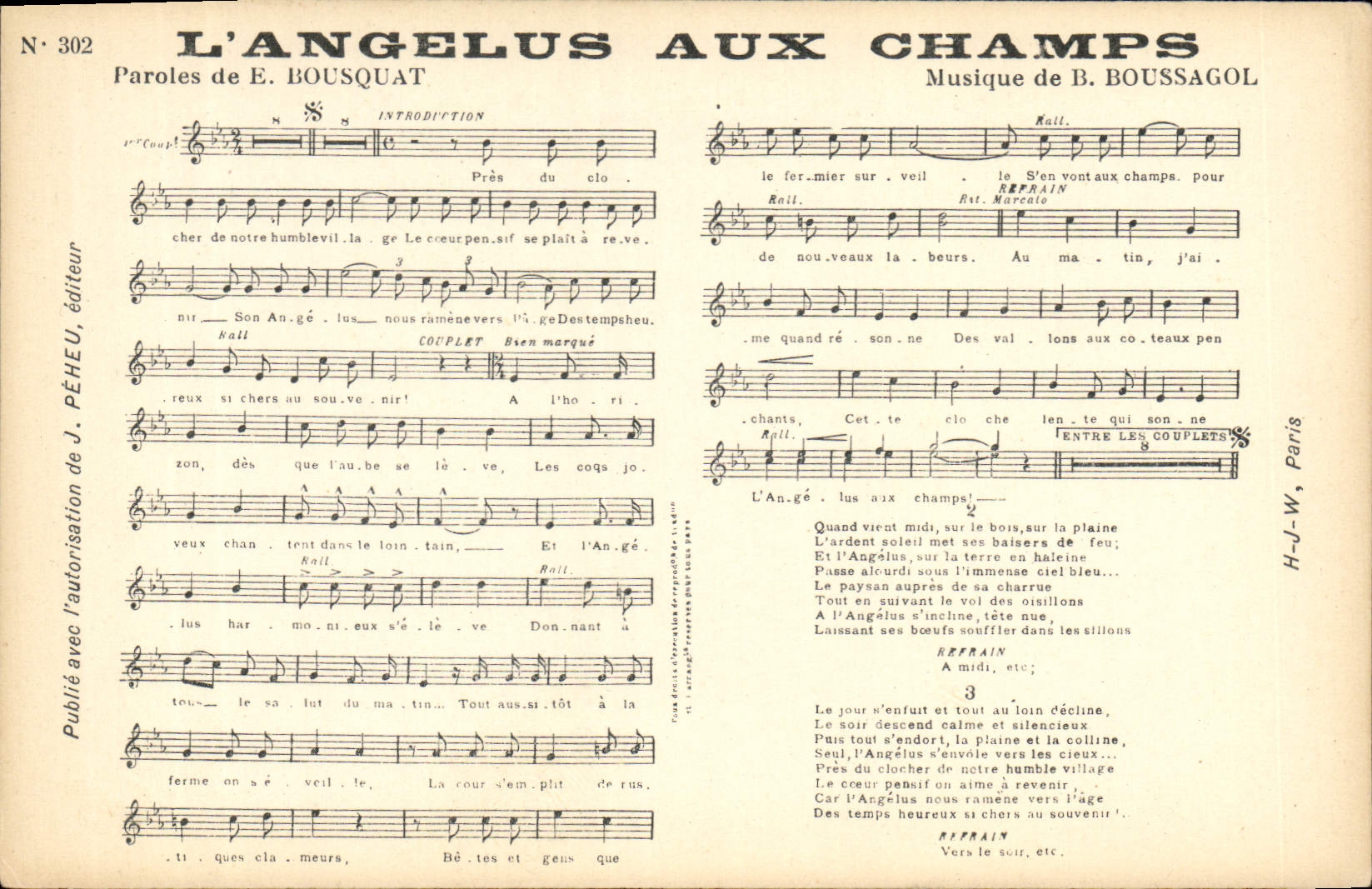 Postal el ángelus a los Campos Bousquat Boussagol