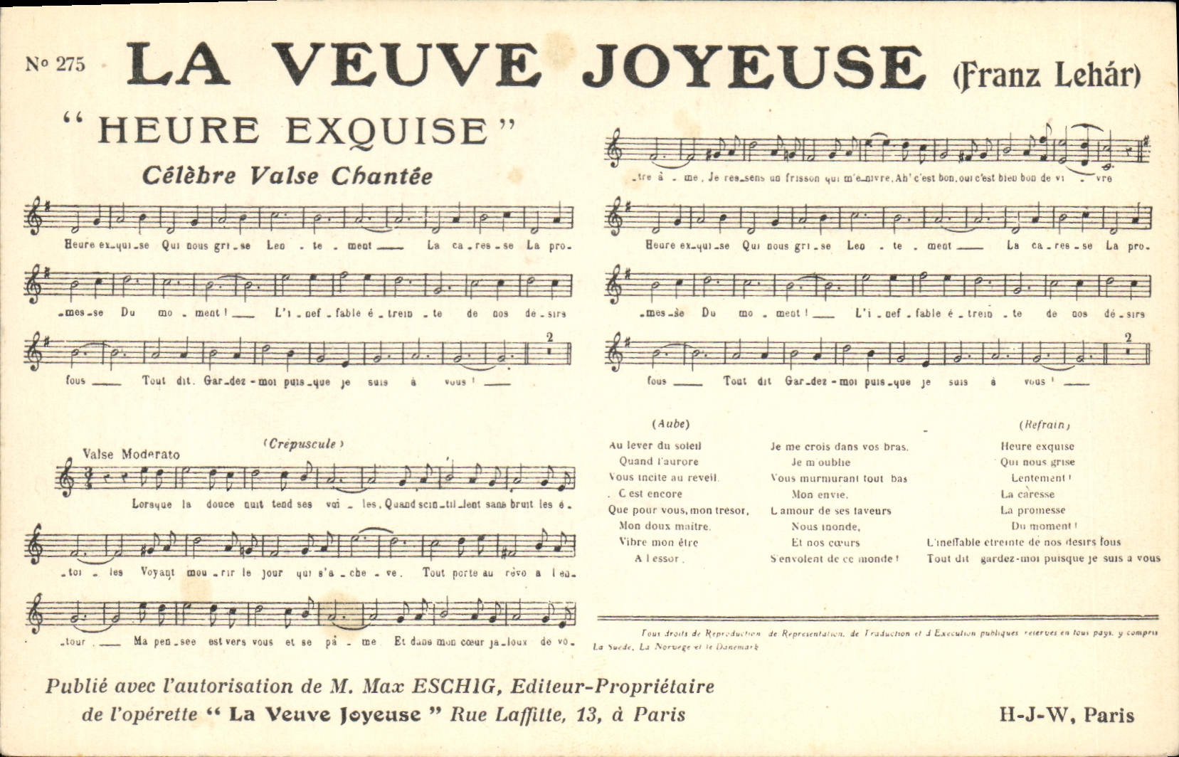 Postal la viuda alegre Franz Lehar