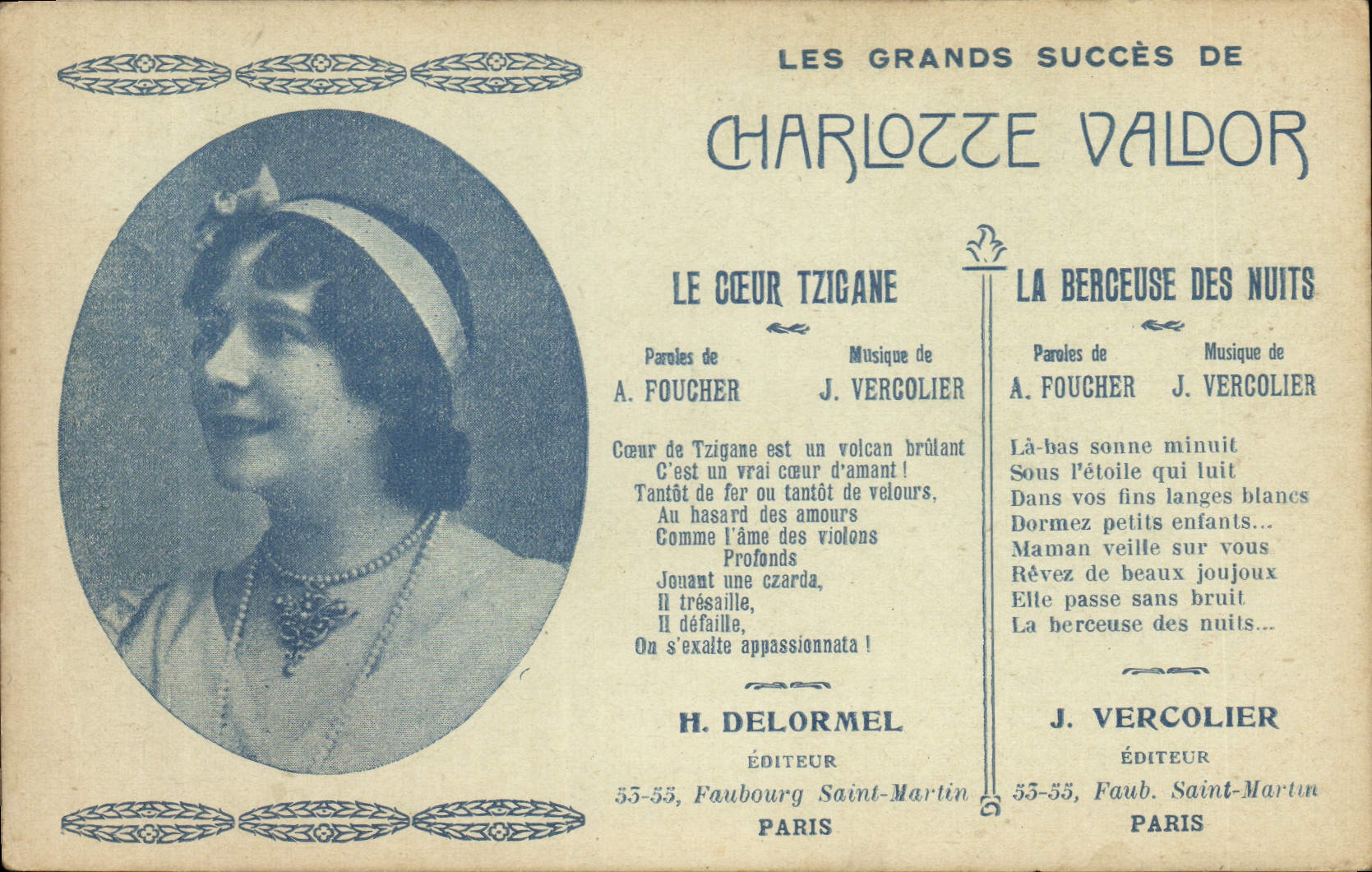 Postal Charlozze Caldor el corazón gitano la nana de las noches