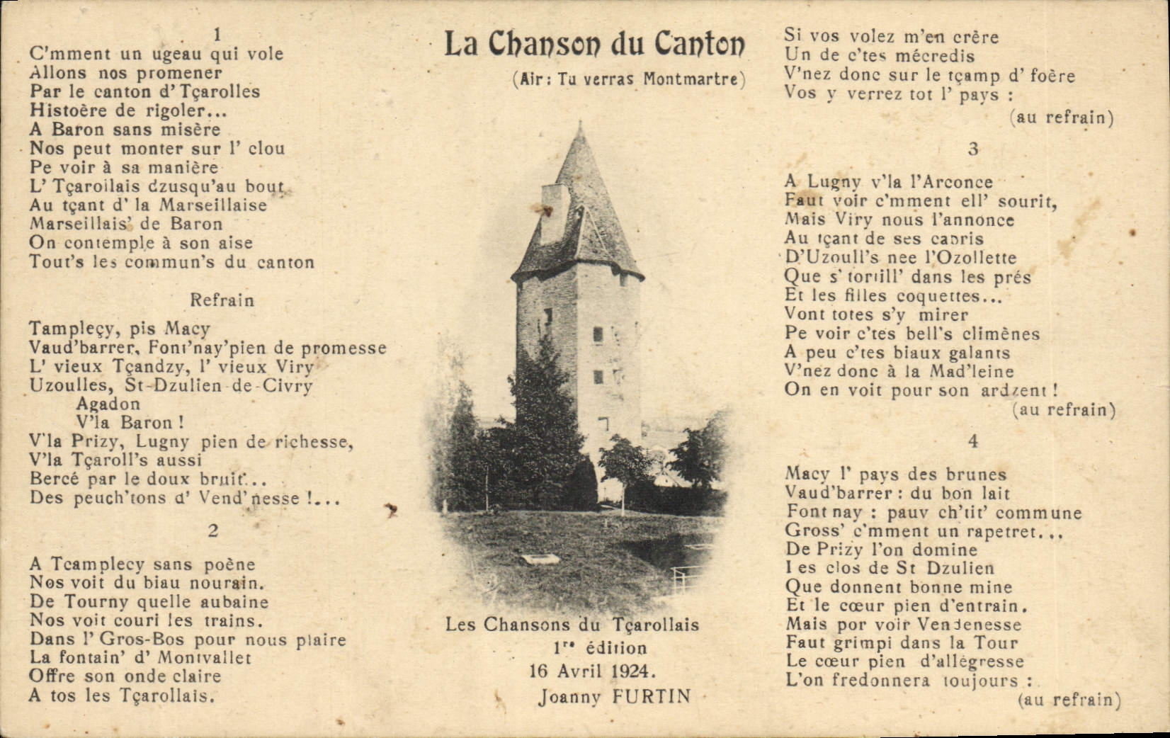 Postal la canción del Cantón verás a Montmartre Joanny Furtin