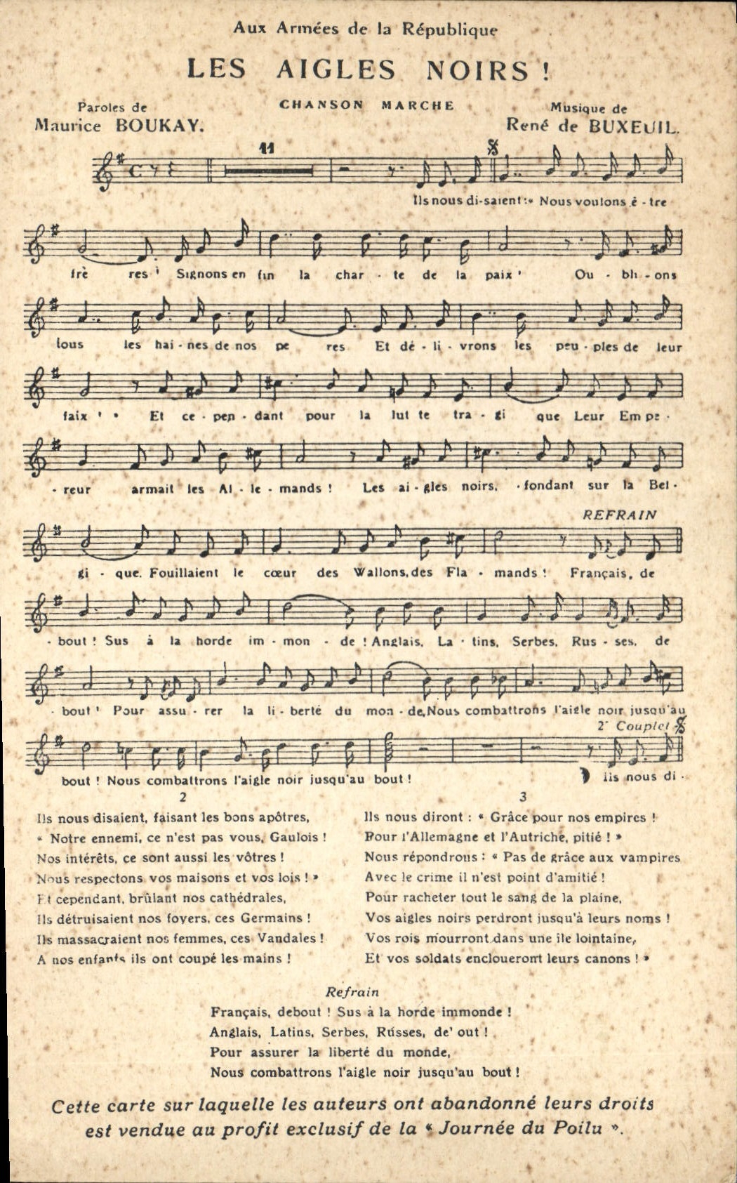 Postal las águilas negras! Maurice Bouaky Rene de Buxeuil