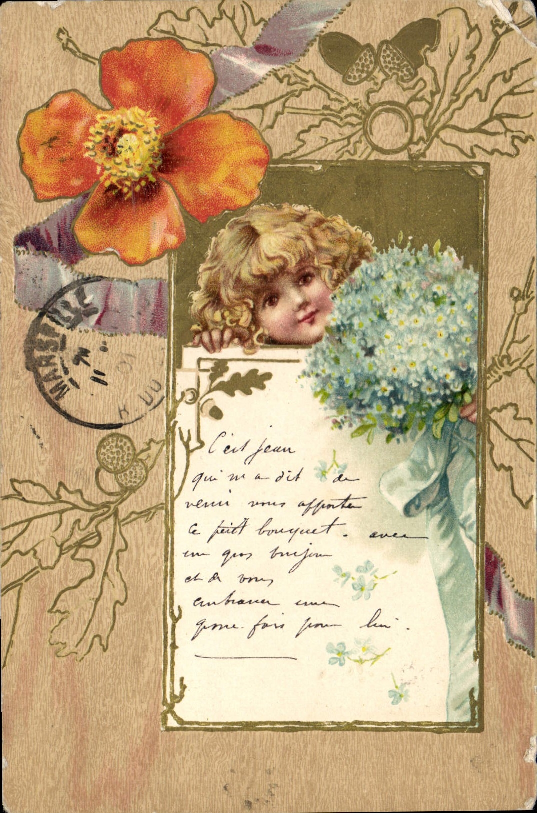 CPA Fantaisie Fleurs Enfant 