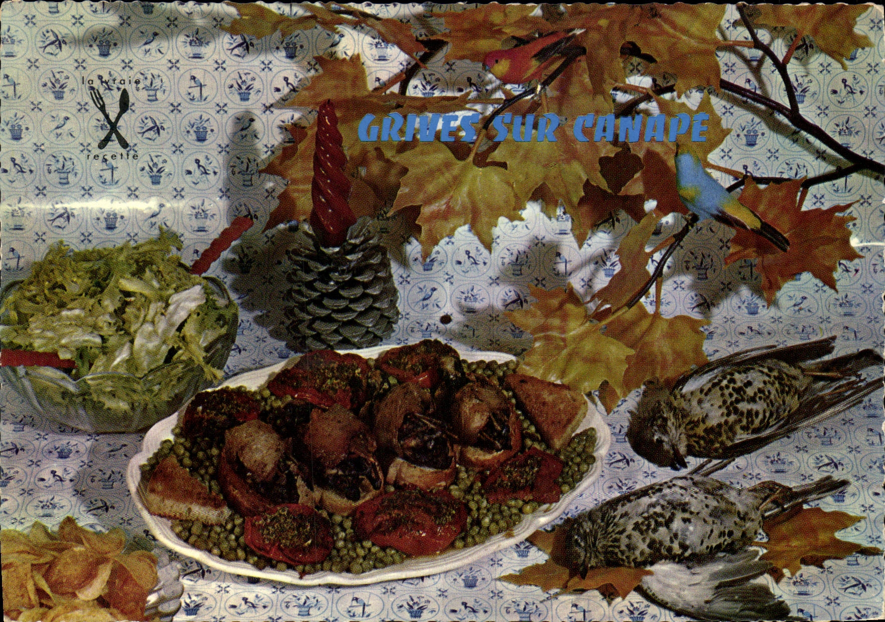 Modern Postcard Thrushes on settee