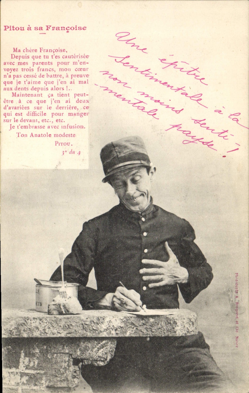 CPA Fantaisie Pitou a sa Francoise Militaria 