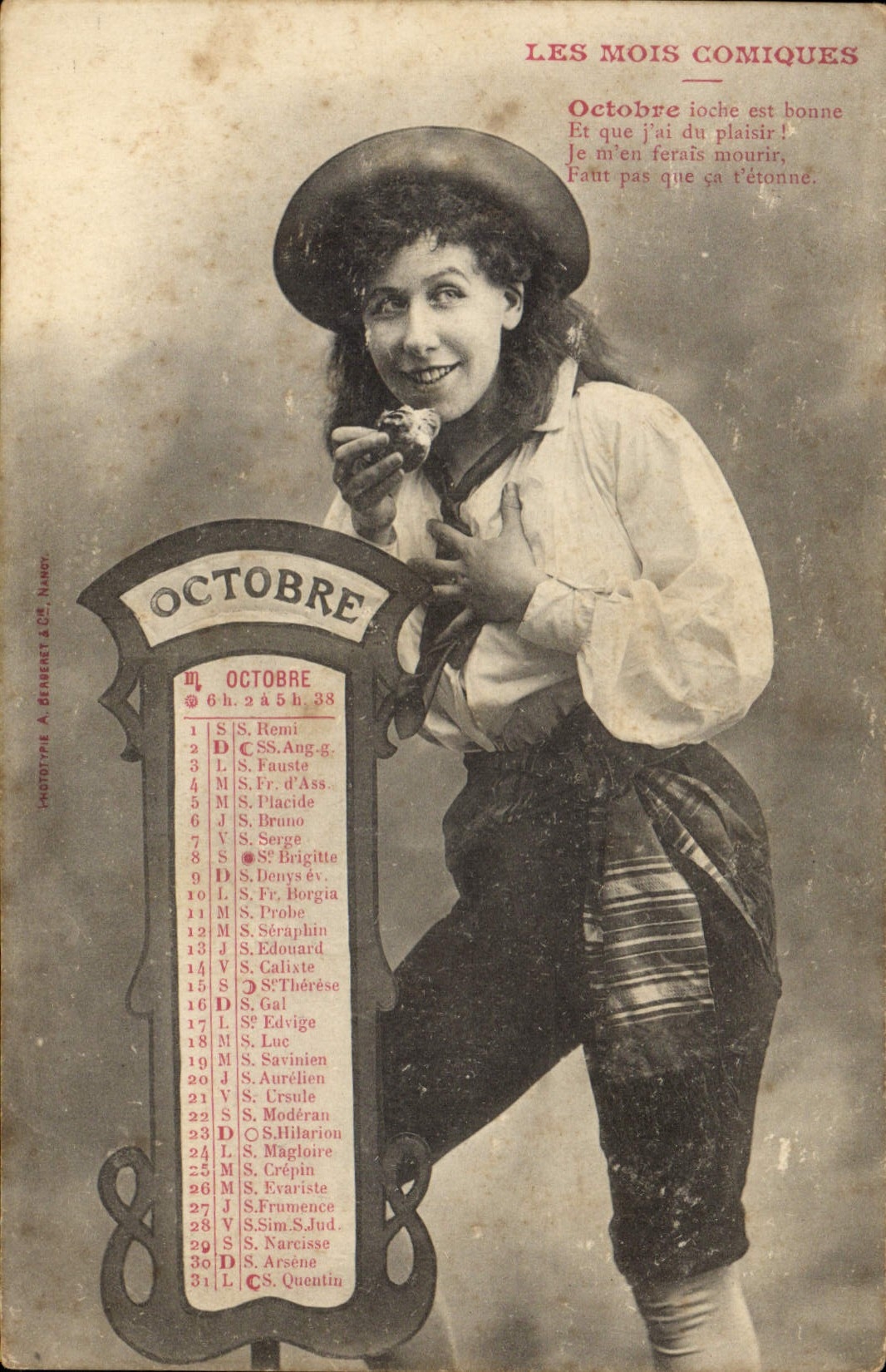 Vintage Postcard Fantasy Woman comic months October