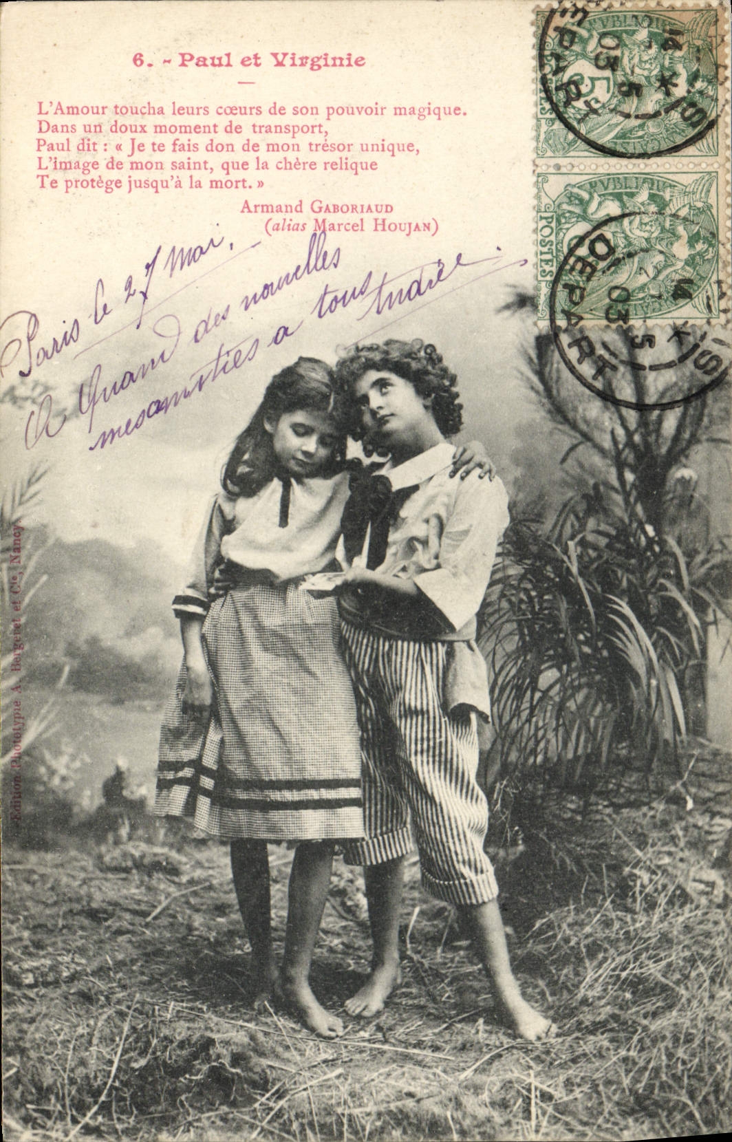 CPA Fantaisie Enfants Paul et Virginie