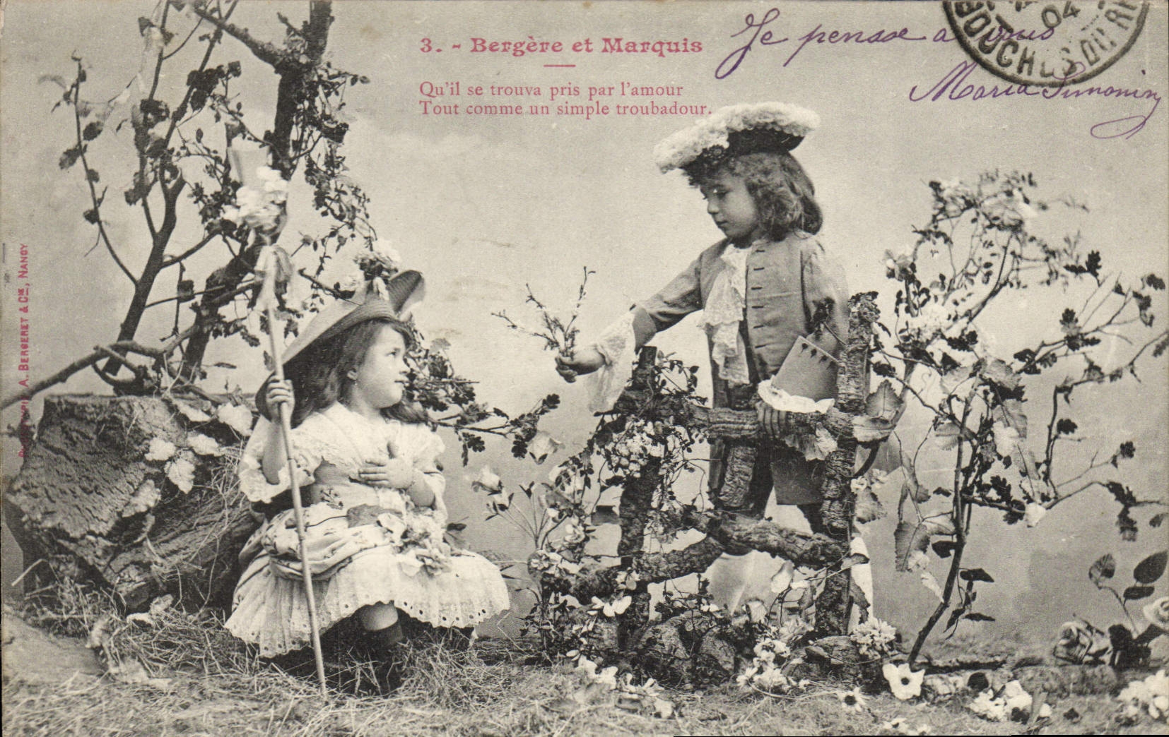 CPA Fantaisie Enfants Bergere et marquis