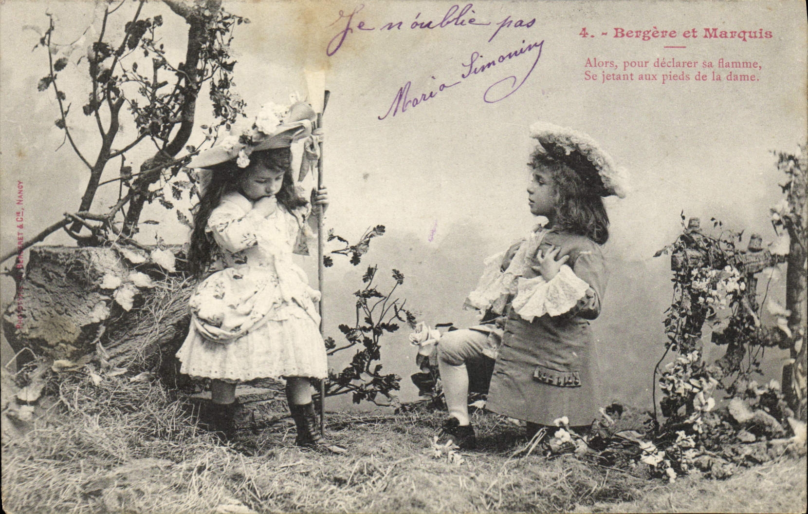 CPA Fantaisie Enfants Bergere et marquis