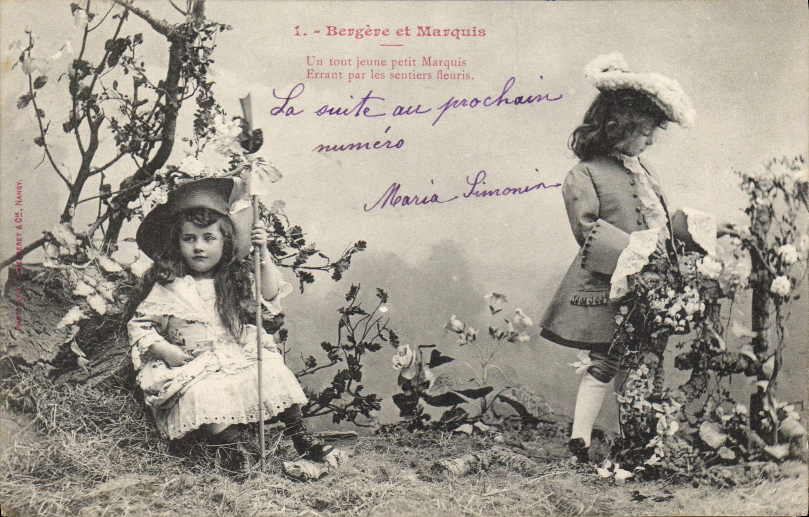 CPA Fantaisie Enfants Bergere et marquis