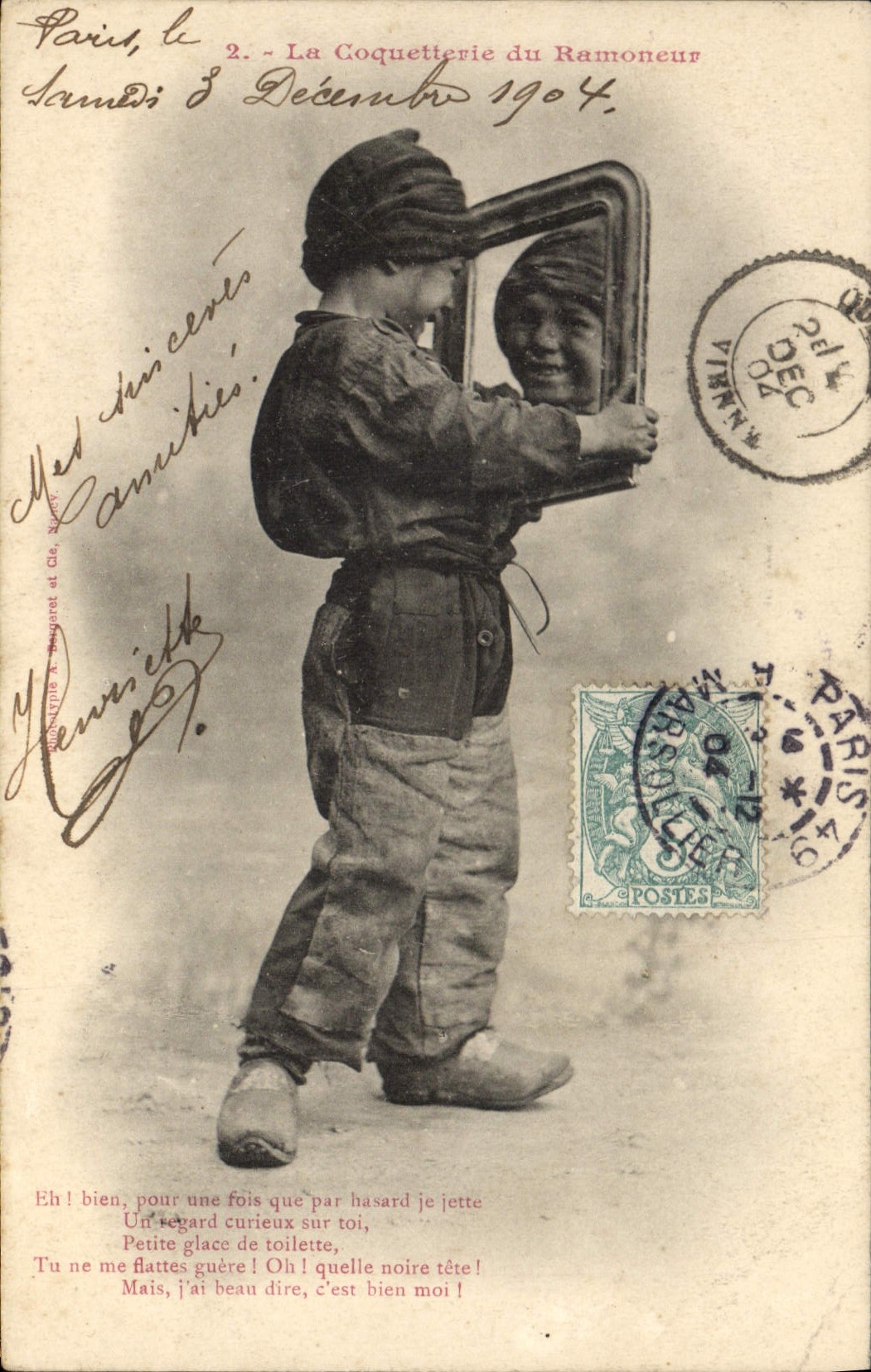 CPA Fantaisie Enfant la coquetterie du ramoneur 