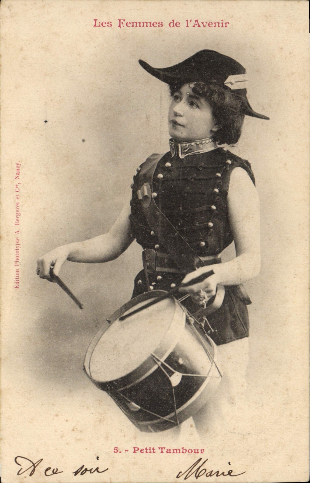 Vintage Postcard Fantasy women of the future Small drum