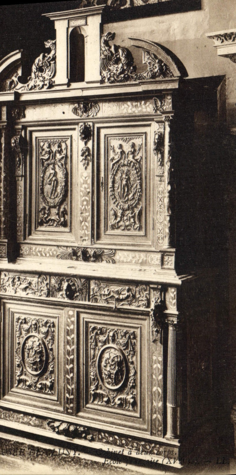 Vintage Postcard Musee of lcuny Cabinet has two doors