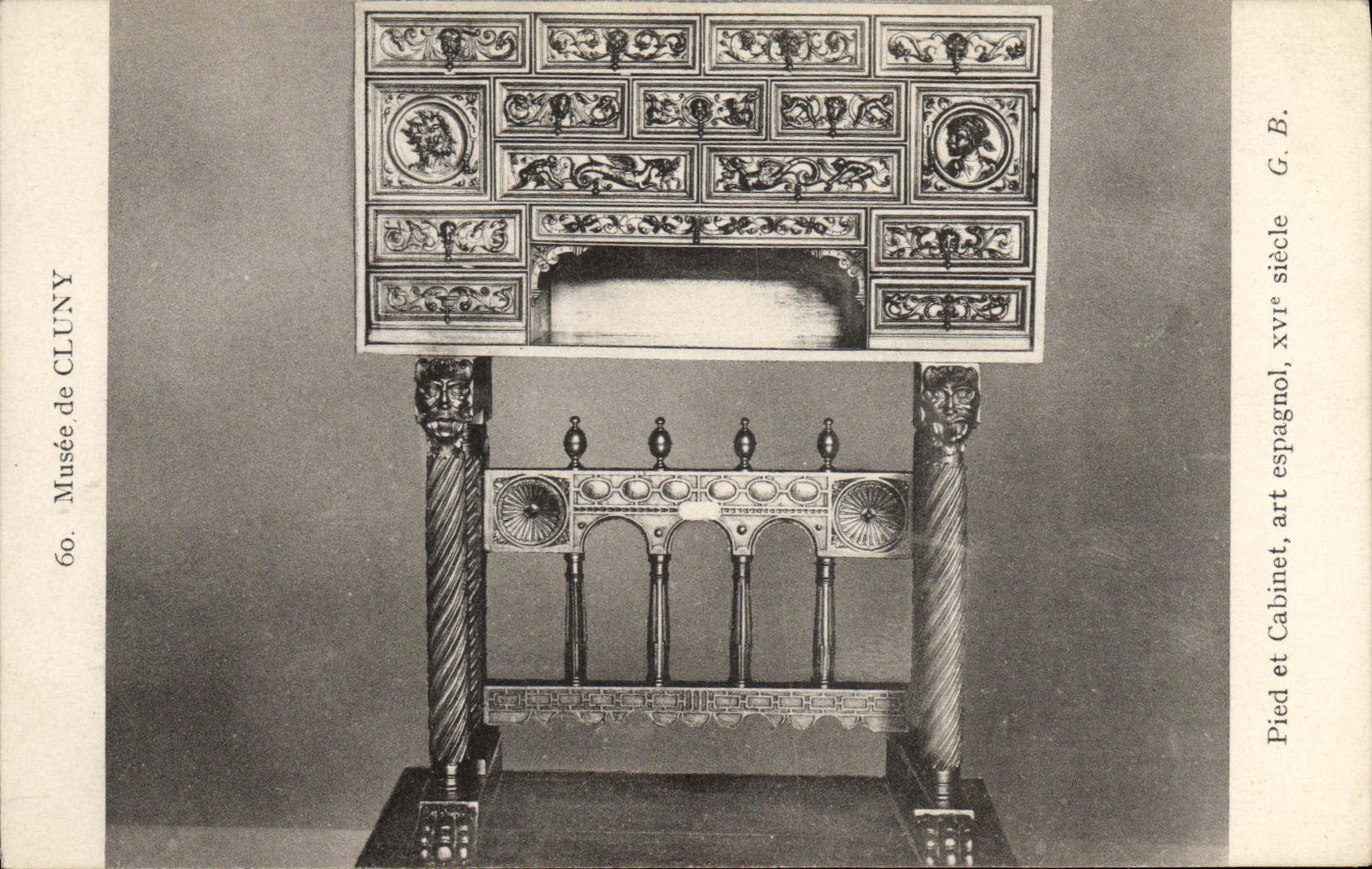 Vintage Postcard Museum of Cluny Foot and cabinet Spanish Art