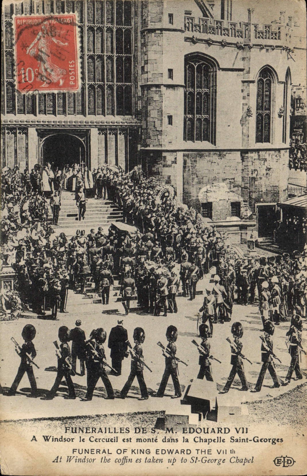 Postal Entierros de SM Eduardo VII A Windsor el ataúd es monta en la capilla San Jorge