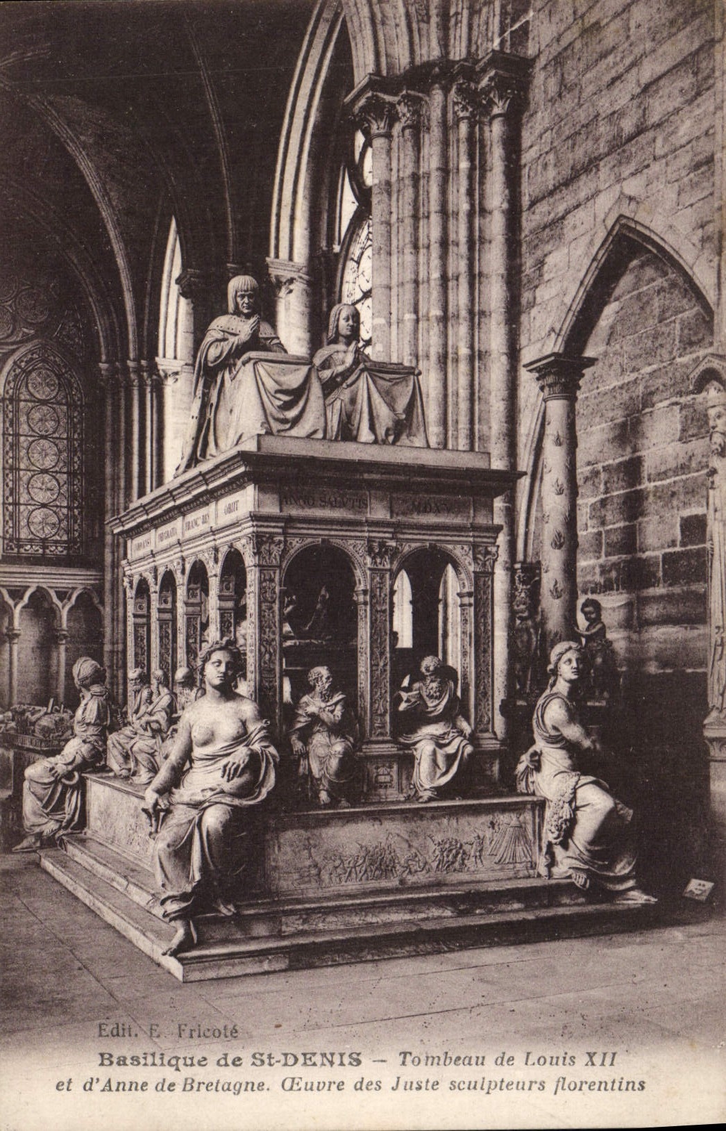 Vintage Postcard Basilica of St Denis Tomb of Louis XII and Anne of Brittany