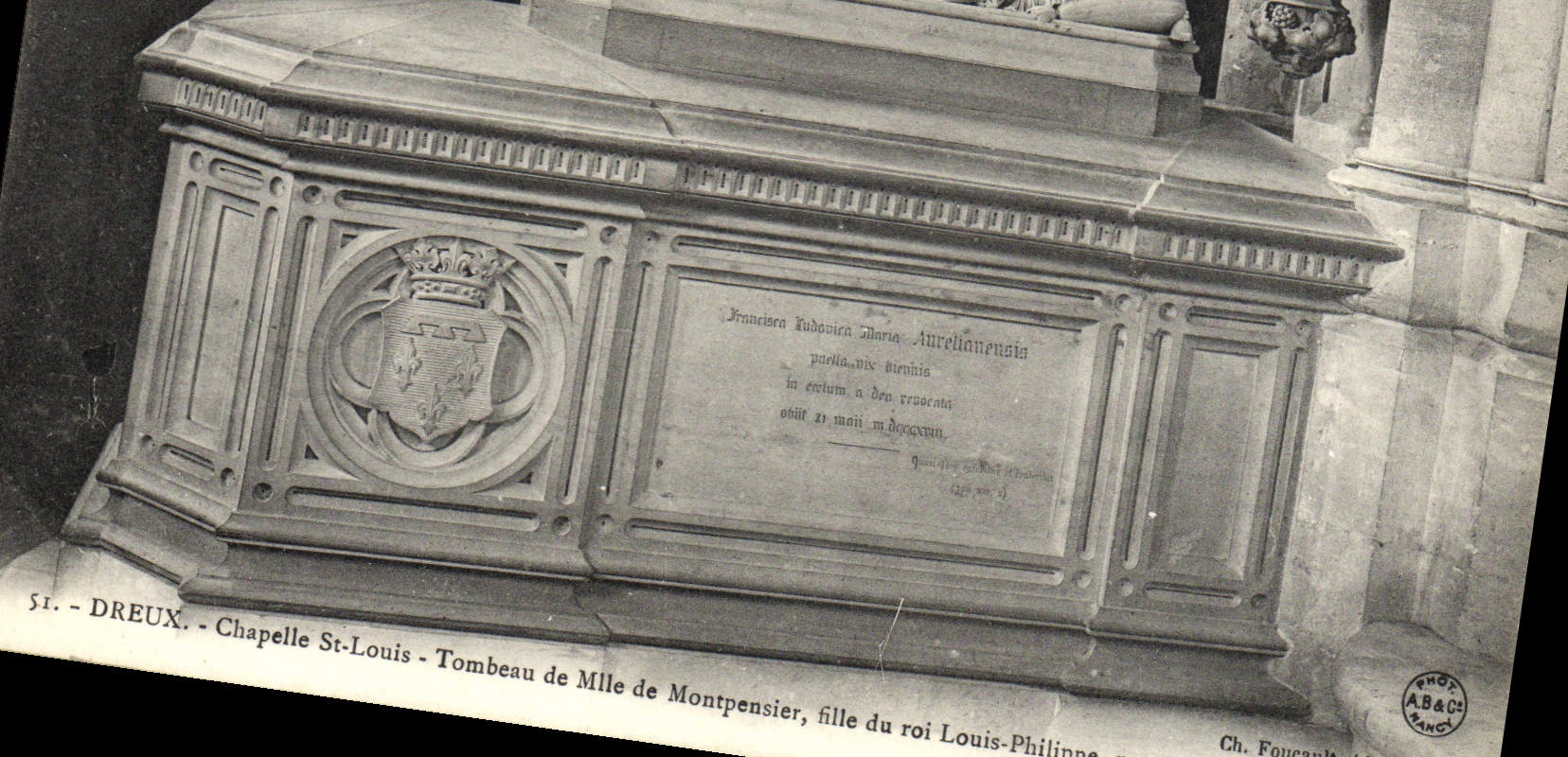 Vintage Postcard Dreux Vault St Louis Tomb of Miss de Montpensier