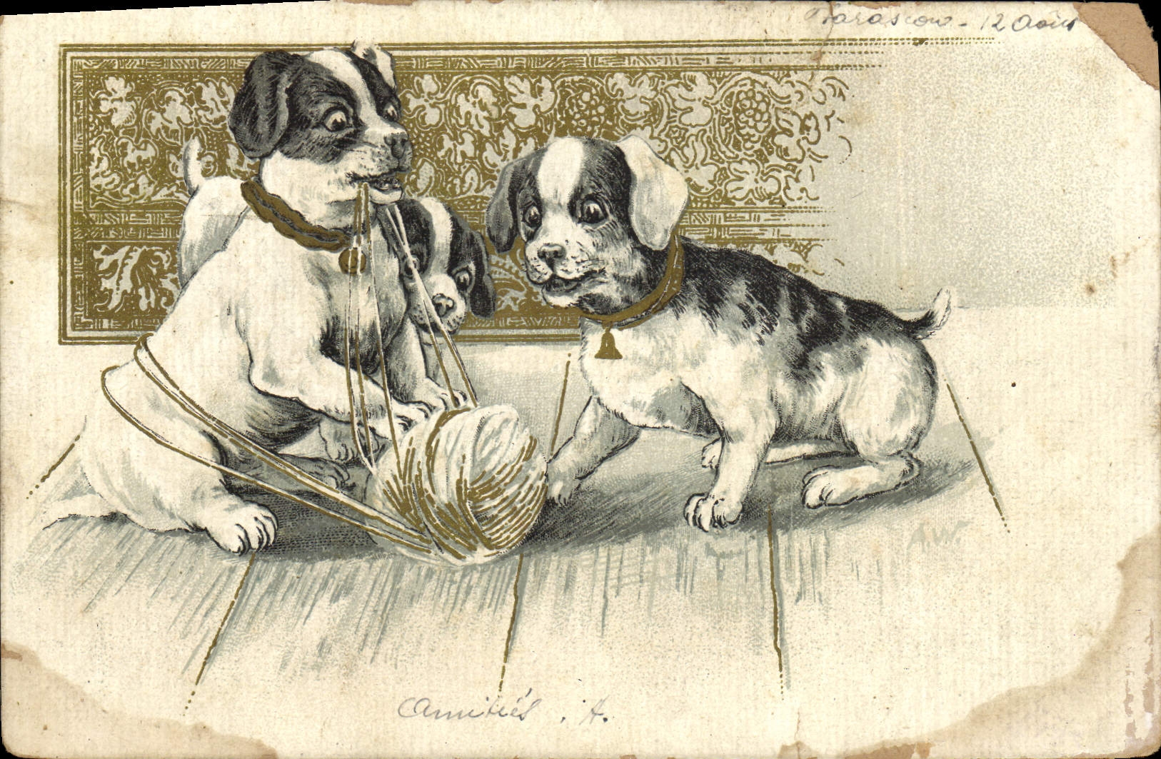 CPA Chien Chiens Chiot