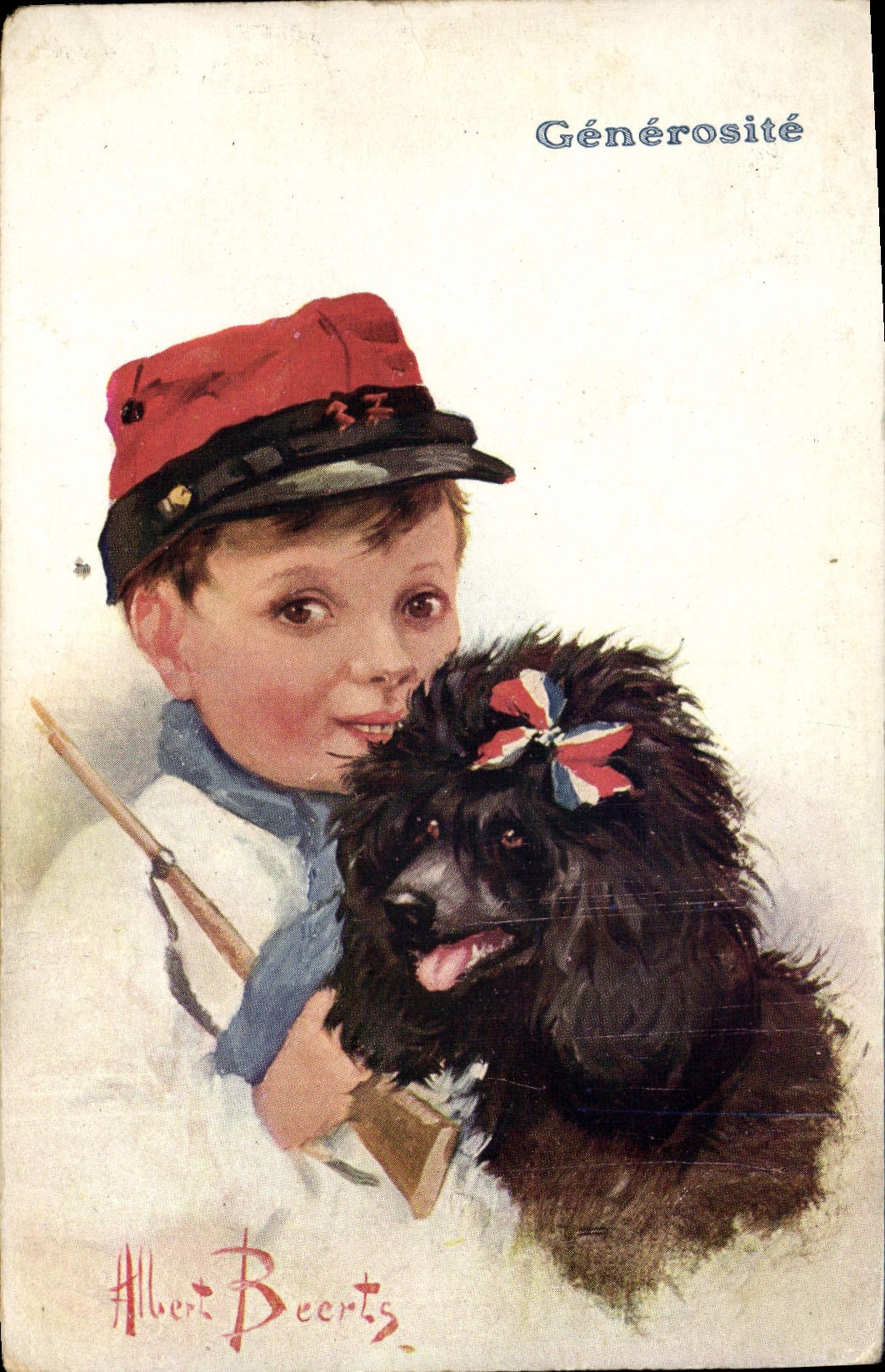CPA Chien Chiens Chiot Enfant Generosite