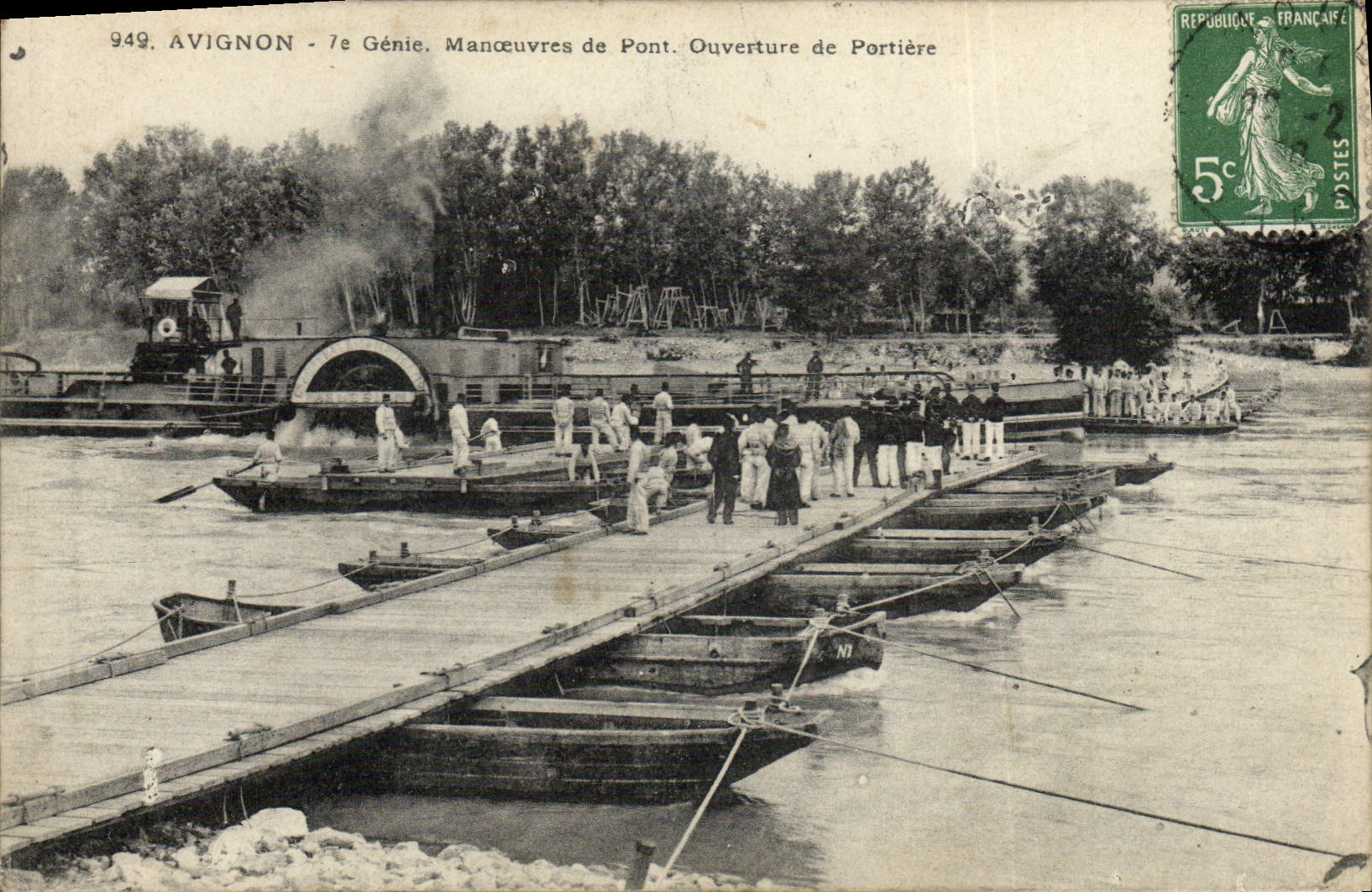 Vintage Postcard Militaria Avignon 7th Genius Operates Ouverture bridge of door