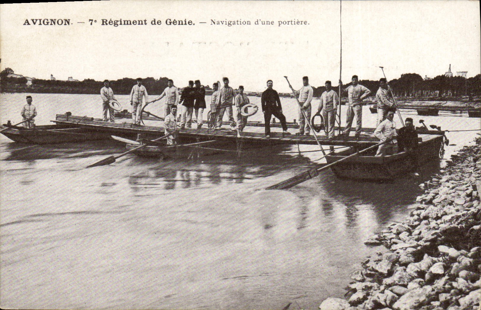 Vintage Postcard Militaria Avignon 7th Regiment of Genius Navigation of a door