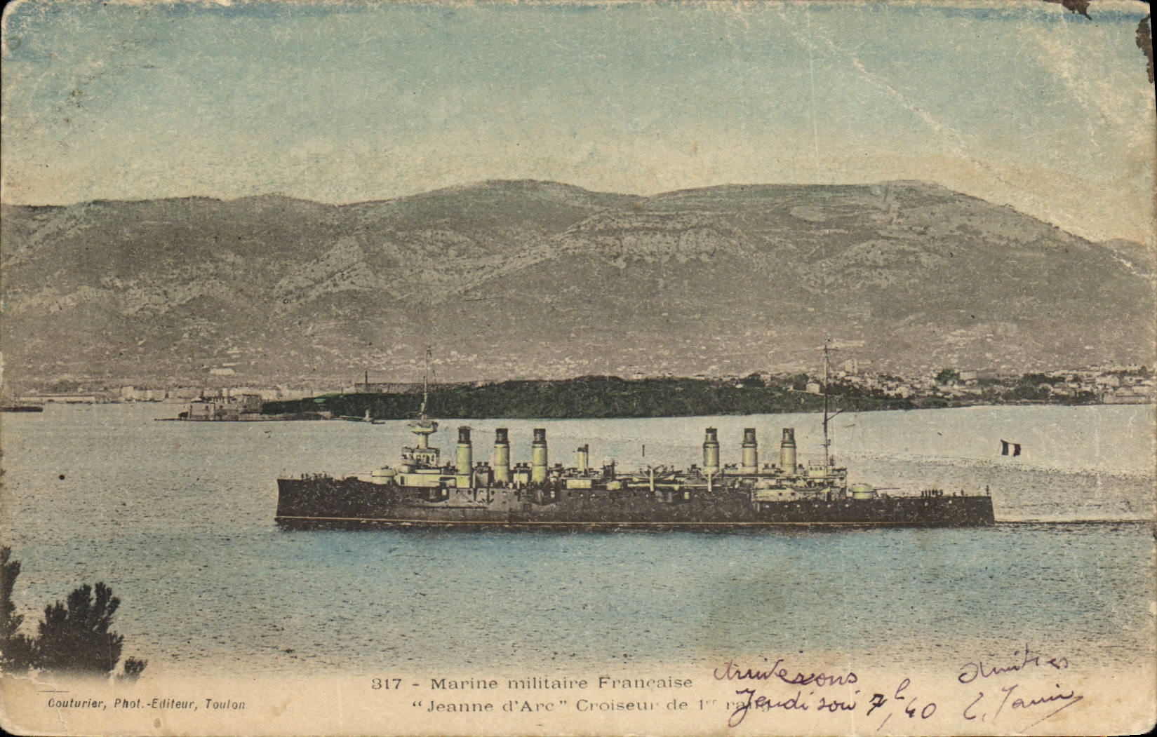 Vintage Postcard Boat Joan of Arc Cruiser of 1st rank