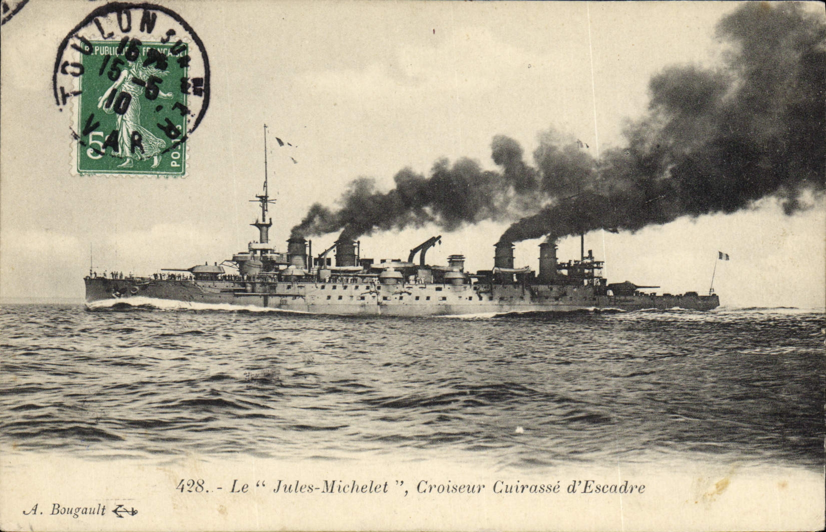 Vintage Postcard Bateau Jules Michelet Croiseur Armours squadron