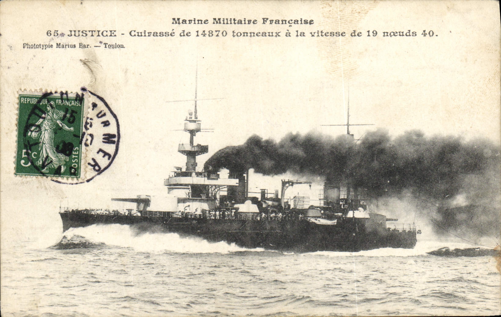 Vintage Postcard Bateau Justice Armours