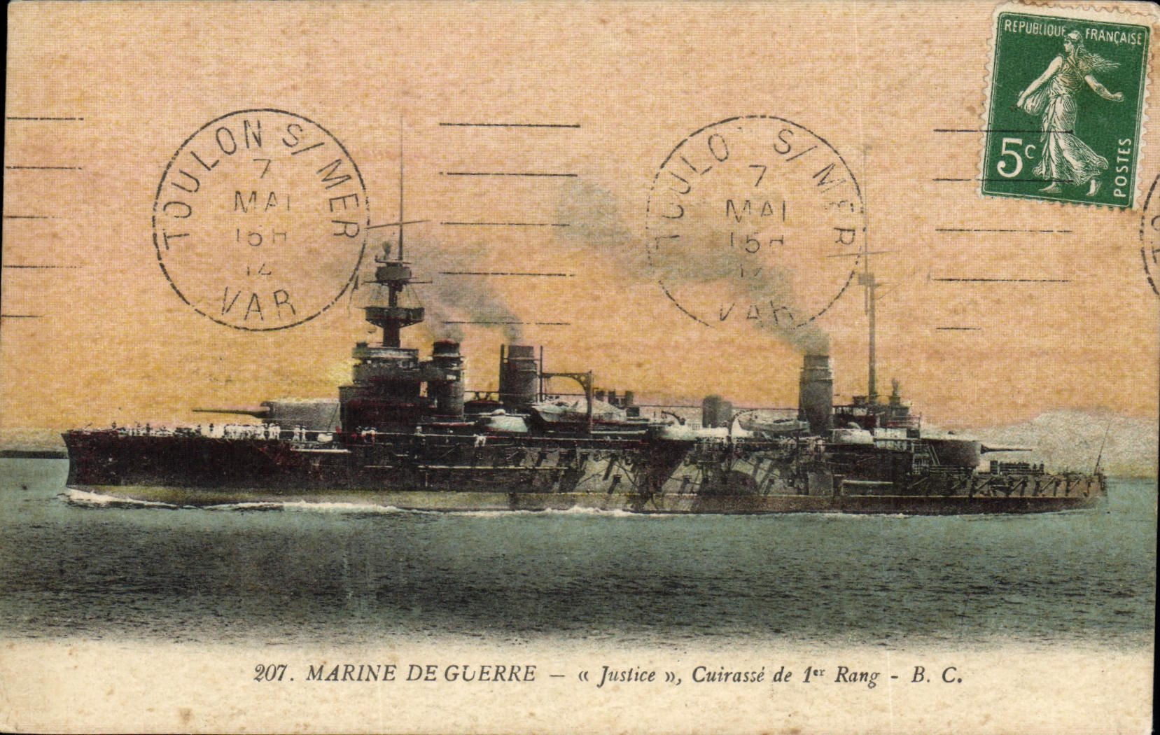 CPA Bateau Justice Cuirasse de 1er rang