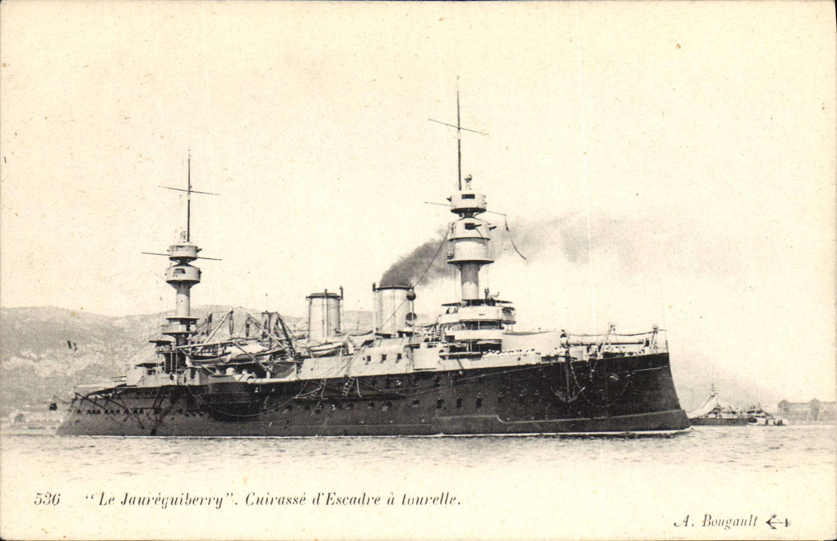 Vintage Postcard Bateau Jaureguiberry Cuirasse squadron has turret