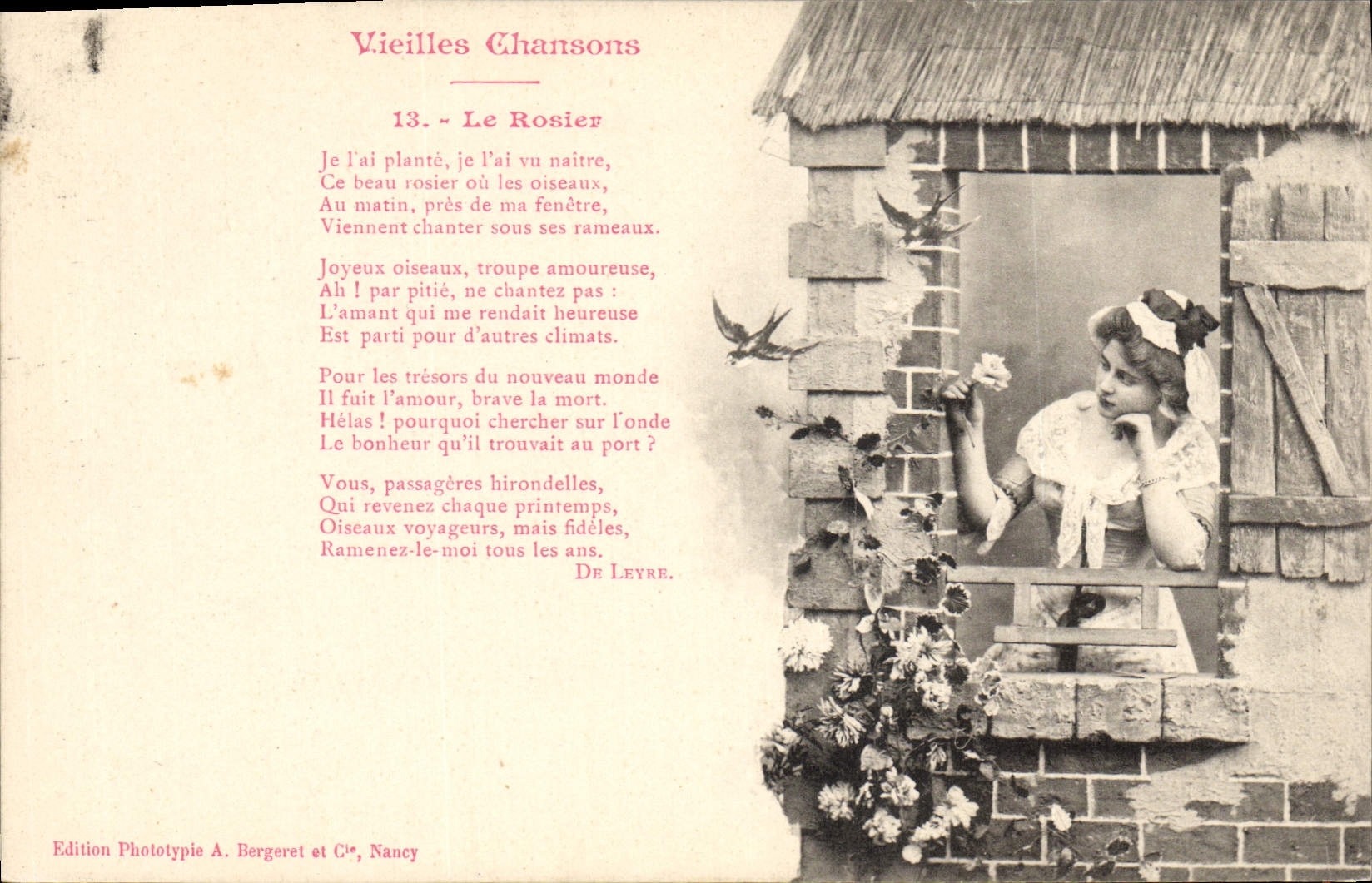 CPA Vieilles chansons Le rosier