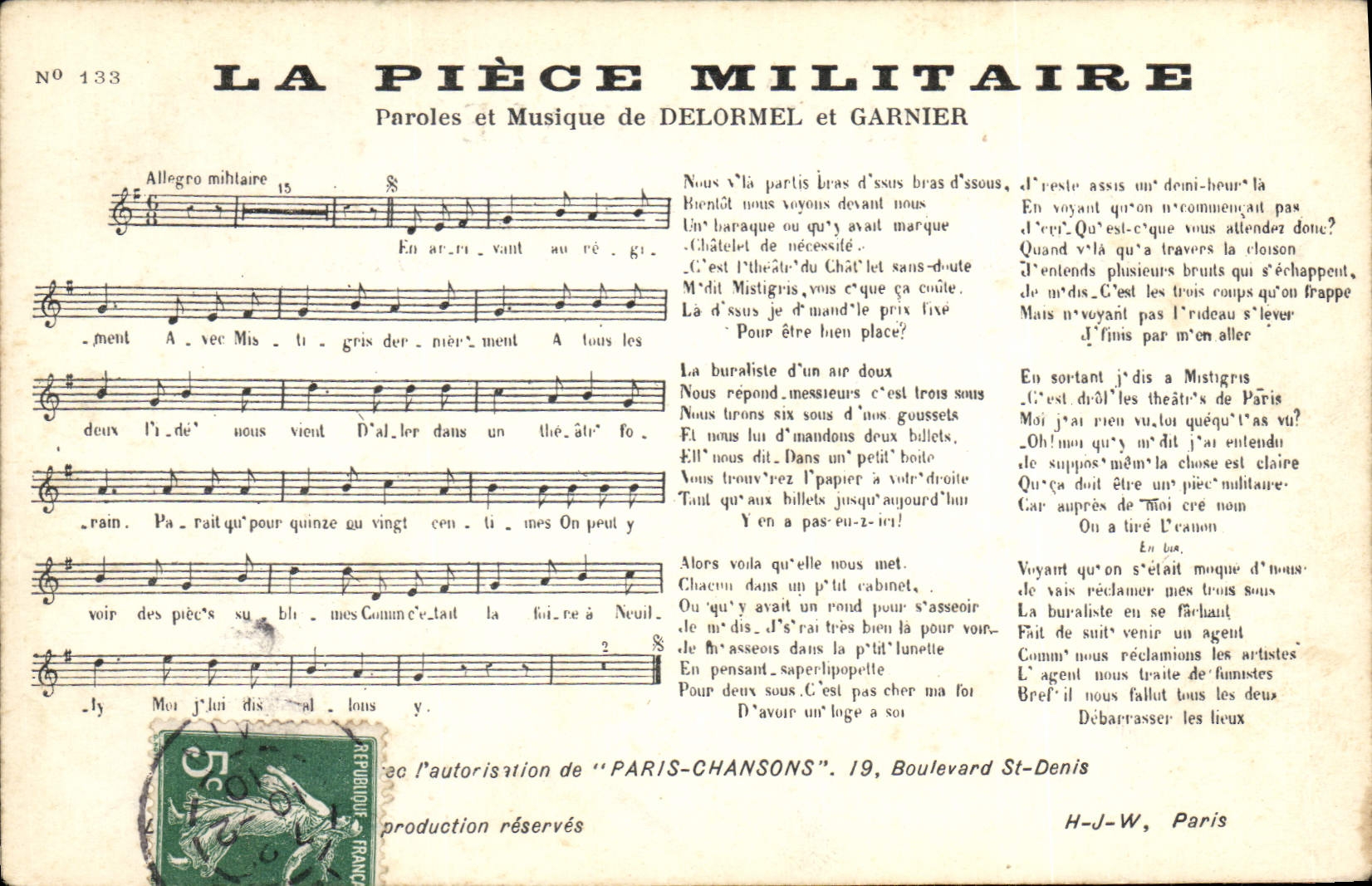 CPA La piece militaire Delormel Garnier
