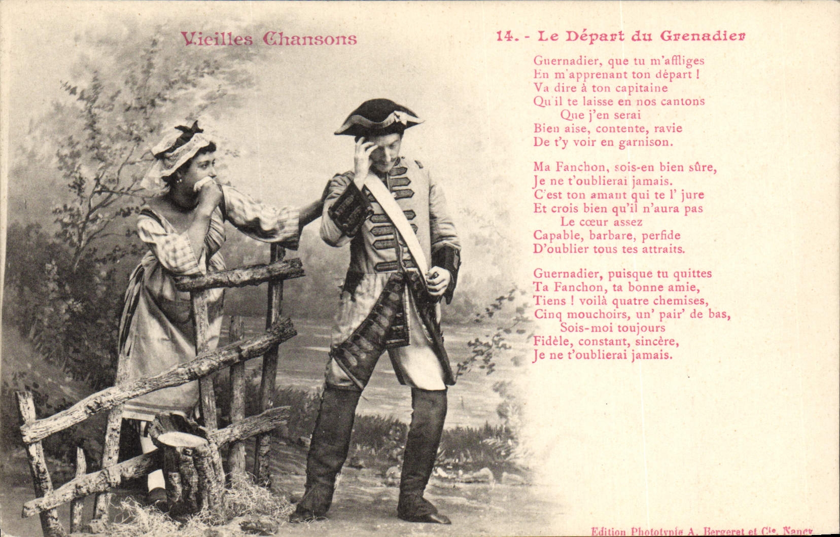 CPA Vieilles chansons Le depart du Grenadier