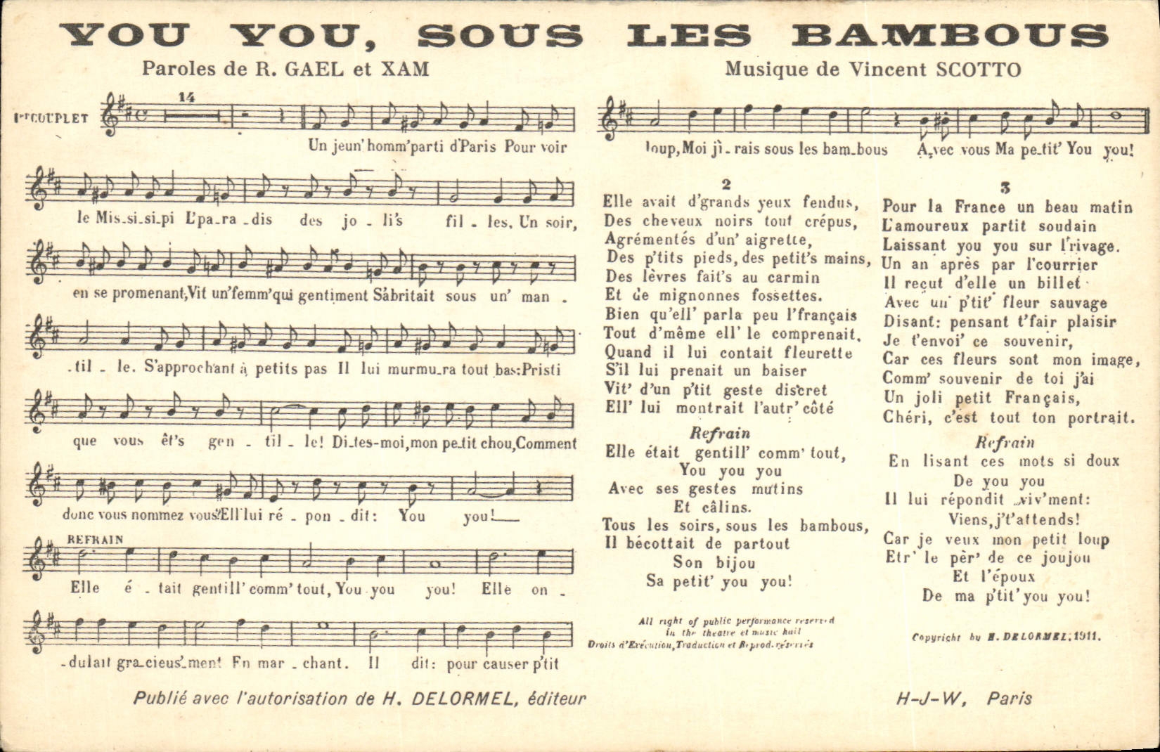 CPA You You sous les bambous Gael et Xam Vincent Scotto